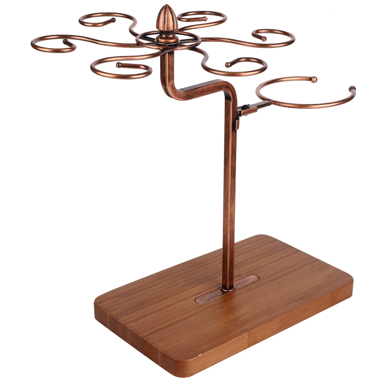 Ausla Soporte para copas de vino con soporte para botellas, soporte de mesa para 6 copas y 1 botella, soporte de exhibición de copas de vino de metal para cocina, salón y bar (bronce)