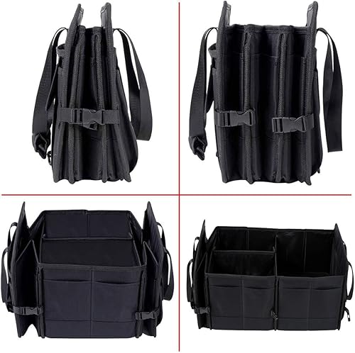 Miniatura 3 de AUTOARK Organizador multiusos para maletero de automóvil con correas, parte inferior antideslizante e impermeable, compartimentos ajustables