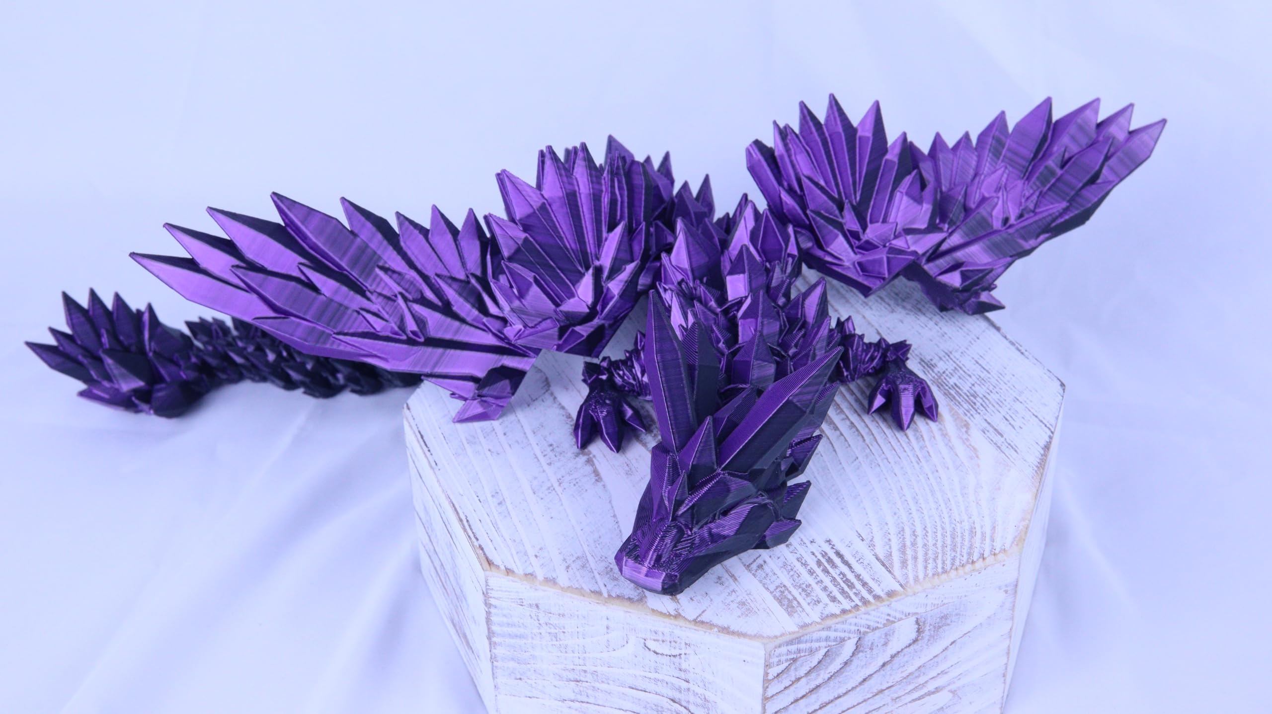 Generic Large 40cm Articulated 3D Printed Winged Dragon, Adult/Childrens Toy Gift Black/Purple, Purple and Black, Extra Large - Image 2