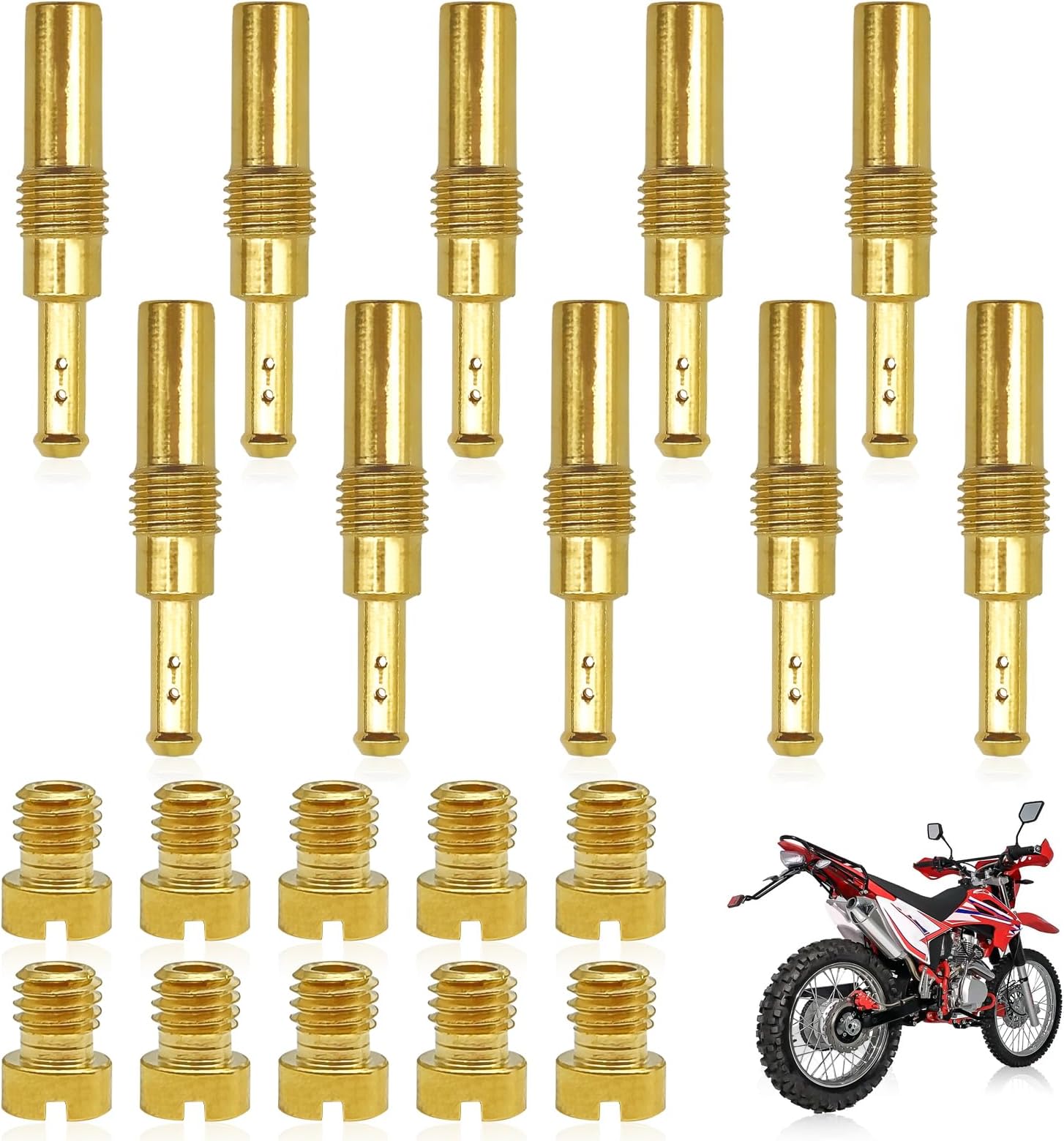20PCS Carburetor Main Jet Slow Pilot Jet Kit, 10pcs Main Jets and 10pcs Slow Pilot, Brass Kits Car Accessories for Motorcycle Kart ATV