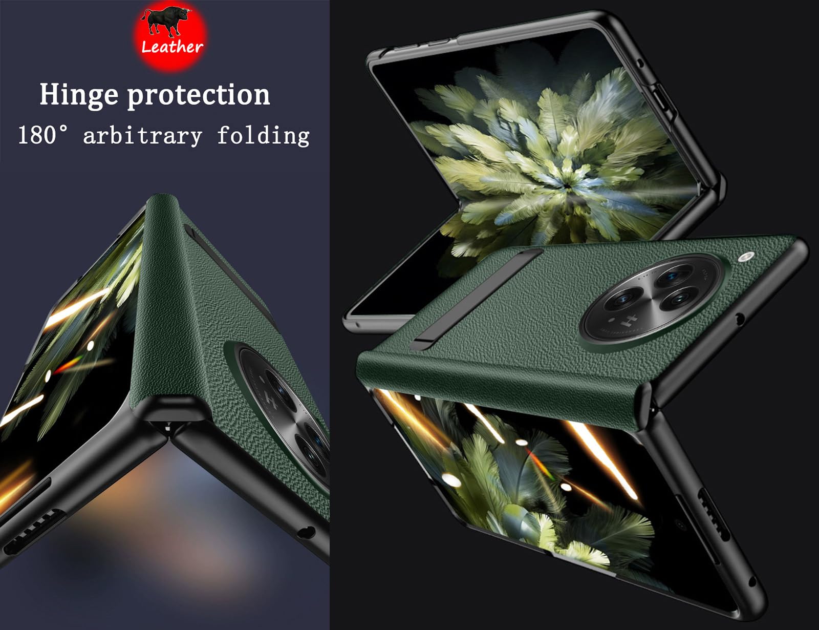 Étui en Cuir pour OnePlus Open. Housse à Charnière en Cuir Téléphone. Oneplus Open Coque pour Téléphone Portable à Écran Pliant. Case -Brun