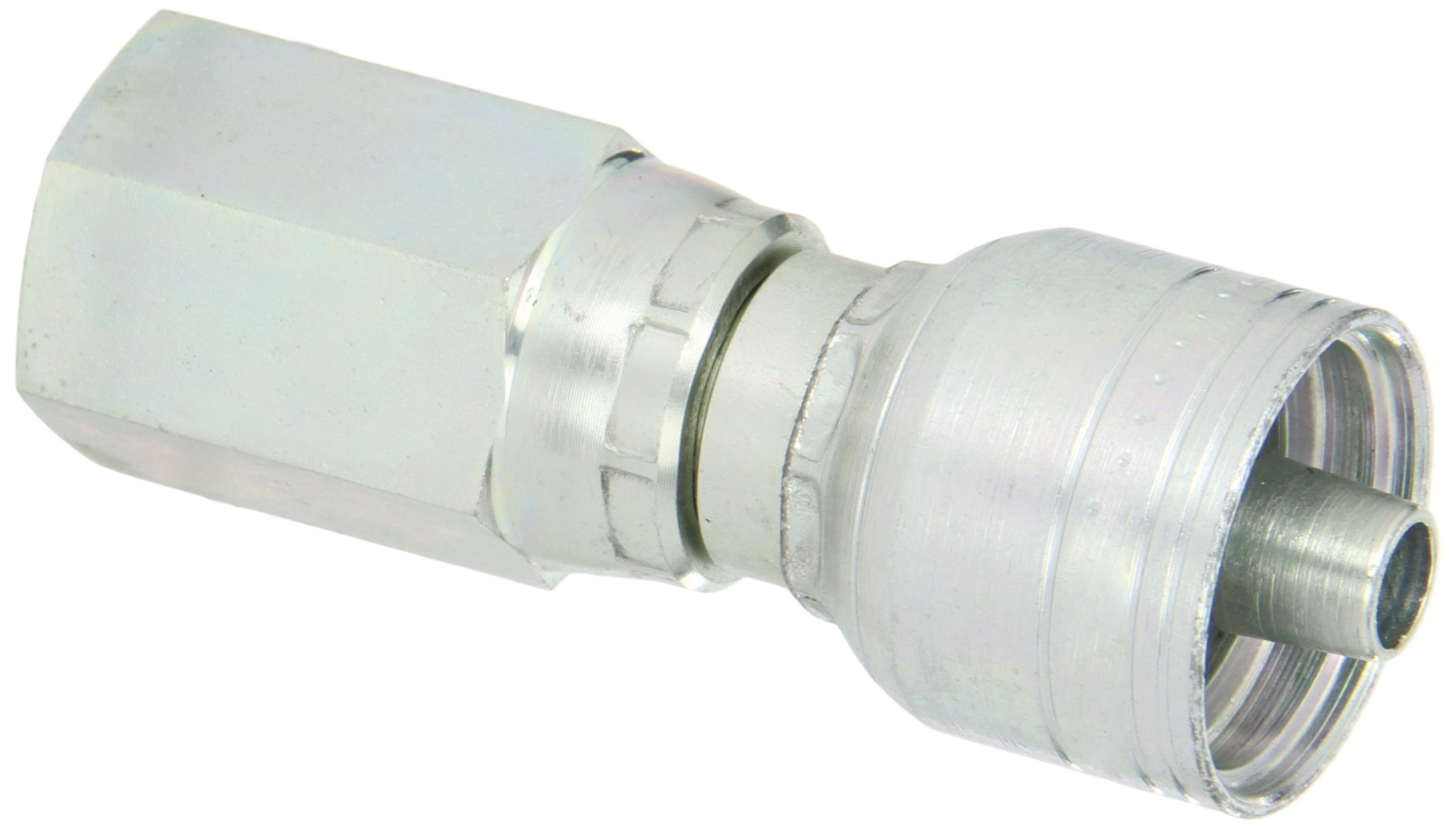 Aeroquip 1AA6PF6 Carbon Steel Global TTC (Thru the Cover) Crimp Hose Fitting Female Pipe Swivel, Straight, 3/8