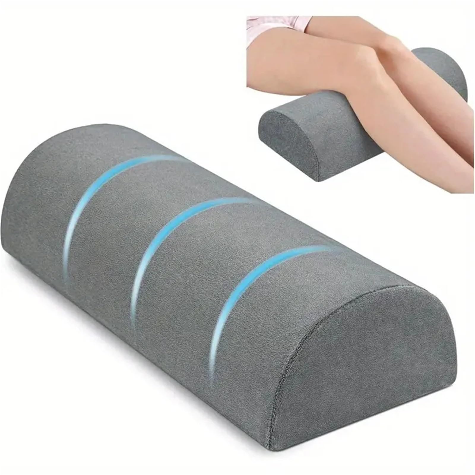 Nackenrolle Half Moon Bolster Semi-Roll Kniekissen Knöchel Kniestütze Erhöhung Rücken Lendenwirbelsäule Nackenentlastung Memory Foam Füllung Für Unterstützung(Grey)