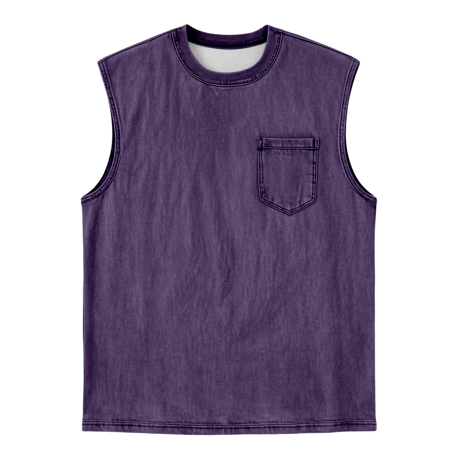 Canottiera da uomo senza maniche, scollo rotondo, slim fit, taglie forti, comoda e traspirante, maglietta funzionale, per palestra, casual, da spiaggia, con tasca