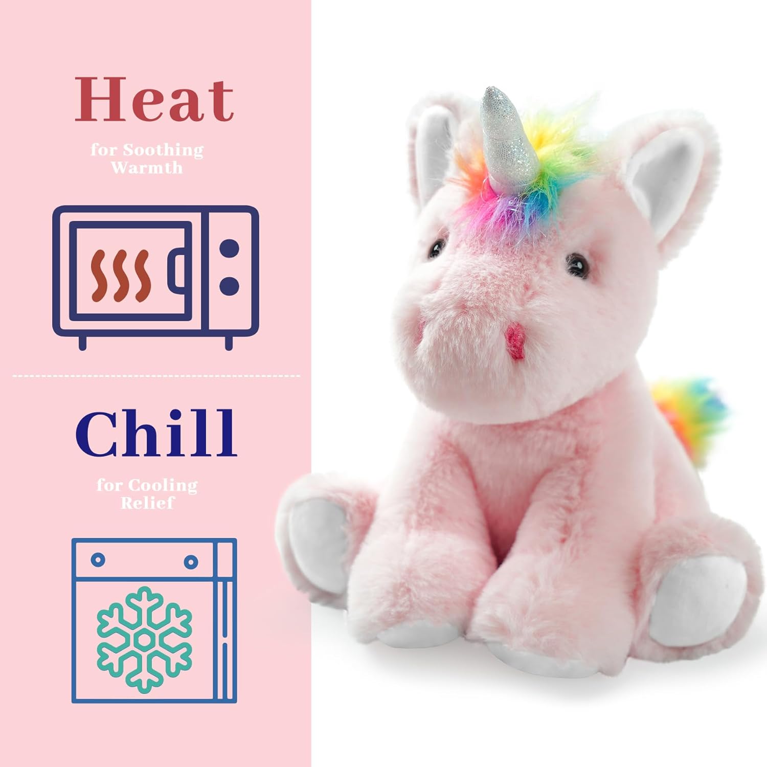 Microwavable & Weighted Stuffed Animals,Unicorn Stuffed Animal 8.5 Inch, 1.1 Lbs,Cute Soft Plush Toys for Boys, Girls, Babies & Toddlers（Lightly Scented with Lavender）