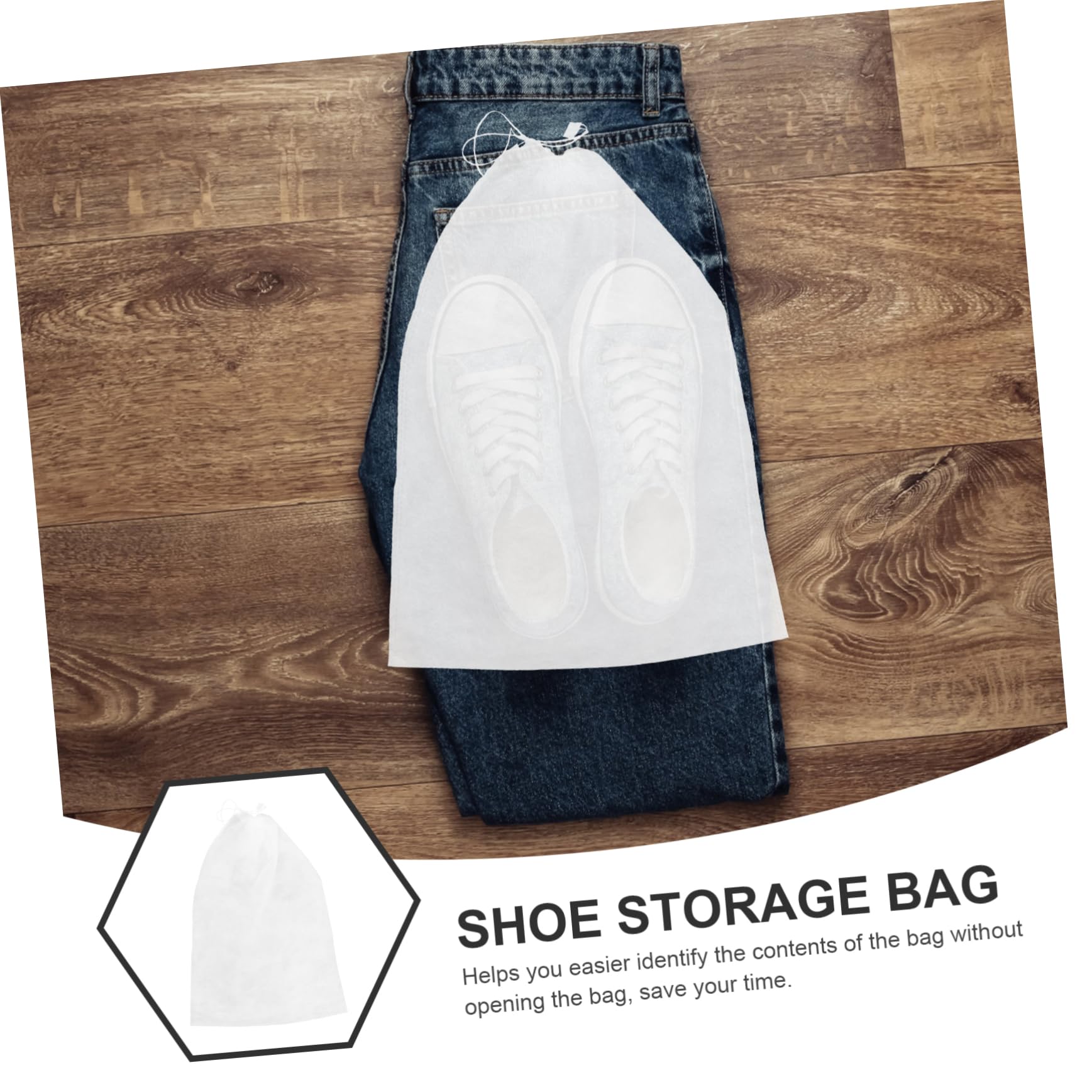 Sacchetto per Scarpe da Viaggio 32x48 Cm Non Tessuto 50 Pezzi | Bianco, Chiusura Coulisse, per Casa e Viaggio, Adatti a Scarpe e Scarpe da Danza