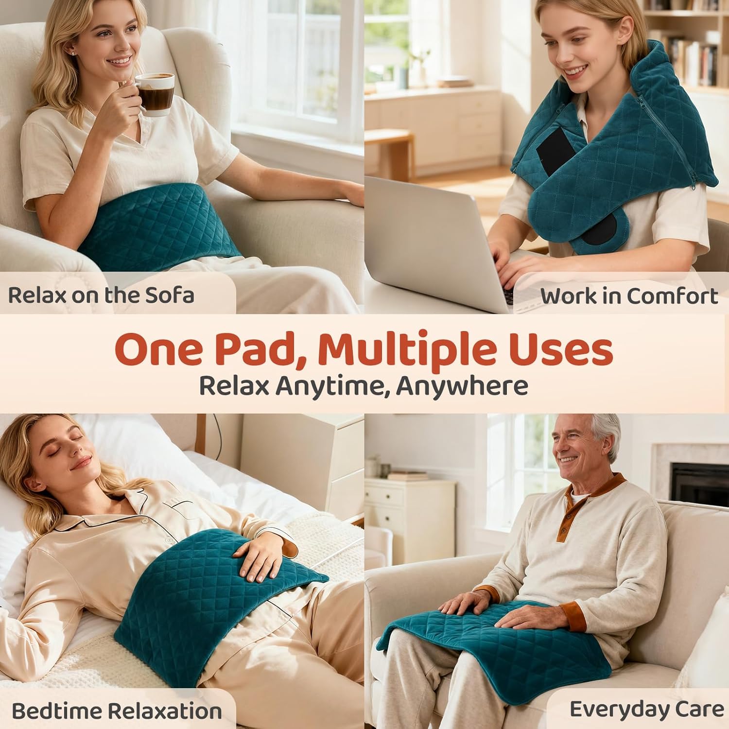 Mewaii Electric Heating Pad for Back Pain Relief, Large 23.6" x 11.8" Moist Heating Pad with 7 Heat Settings, Smart Timer, Ultra-Soft Washable Fabric, Gift Choice for Women & Men - Image 7