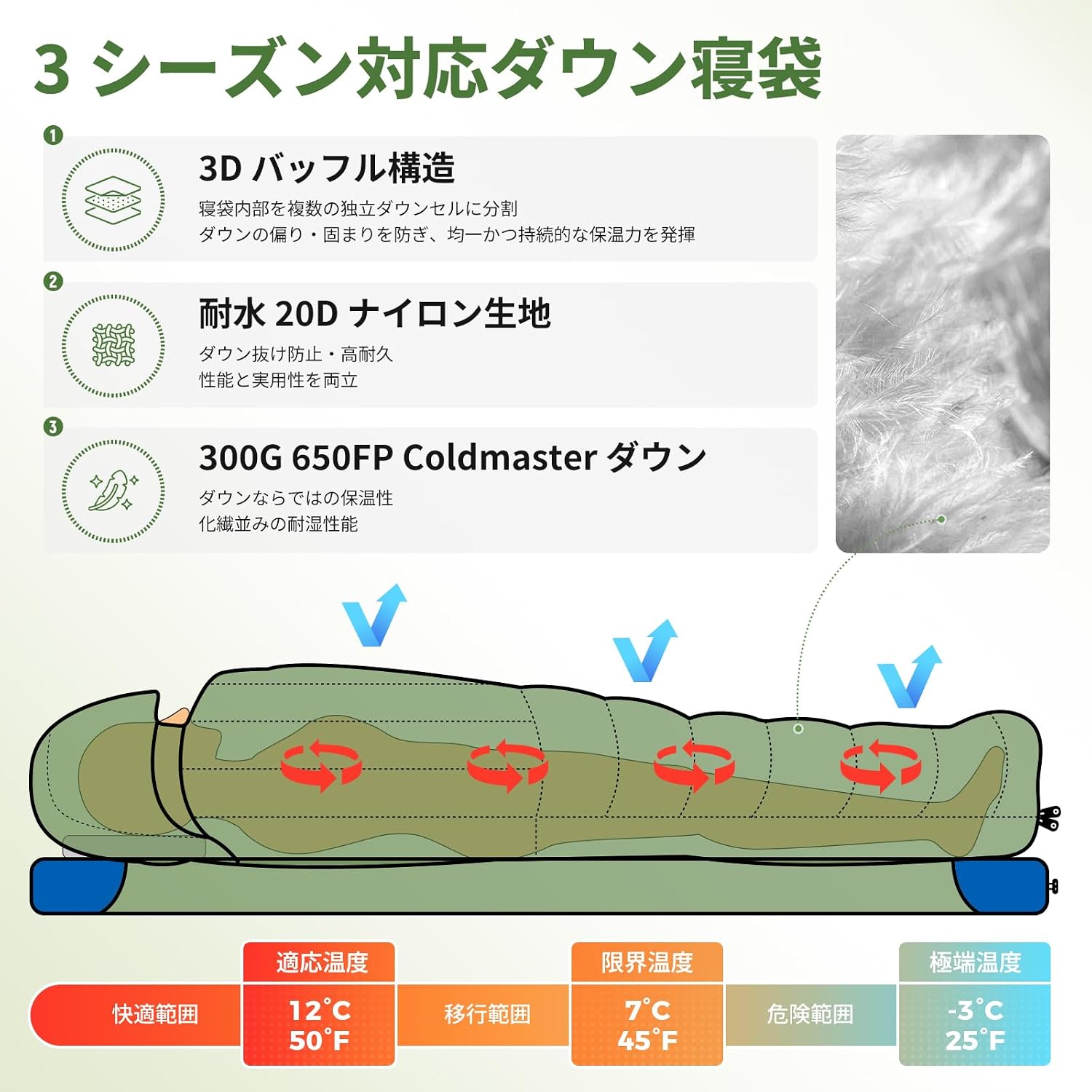 ATEPA Down Sleeping Bag, 650FP / 700FP Recycled, 3-Season image 4