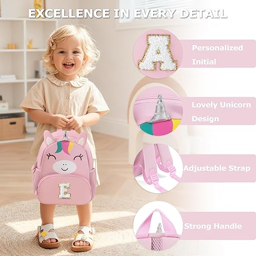 Miniatura 5 de YOOLIFE Mochila personalizada para niños pequeños, regalo de cumpleaños de 2, 3 y 4 años, mochila de unicornio con monograma de unicornio para niños