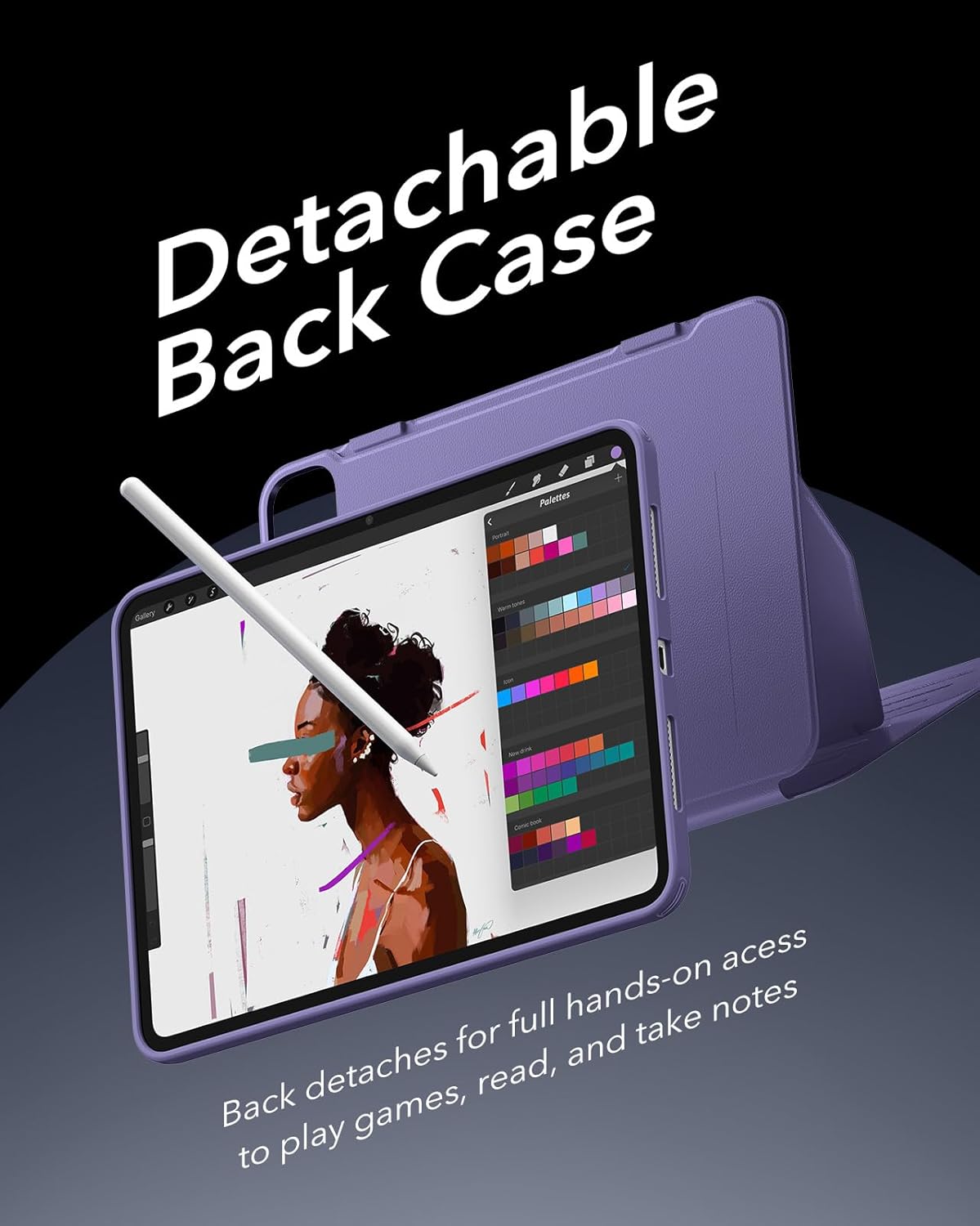 ESR for iPad Pro 13 Inch Case (M5/M4) 2025/2024, Rotating Case with Removable Magnetic Cover, Adjustable Portrait/Landscape Stand, 9 Standing Angles, Shift Series, Purple
