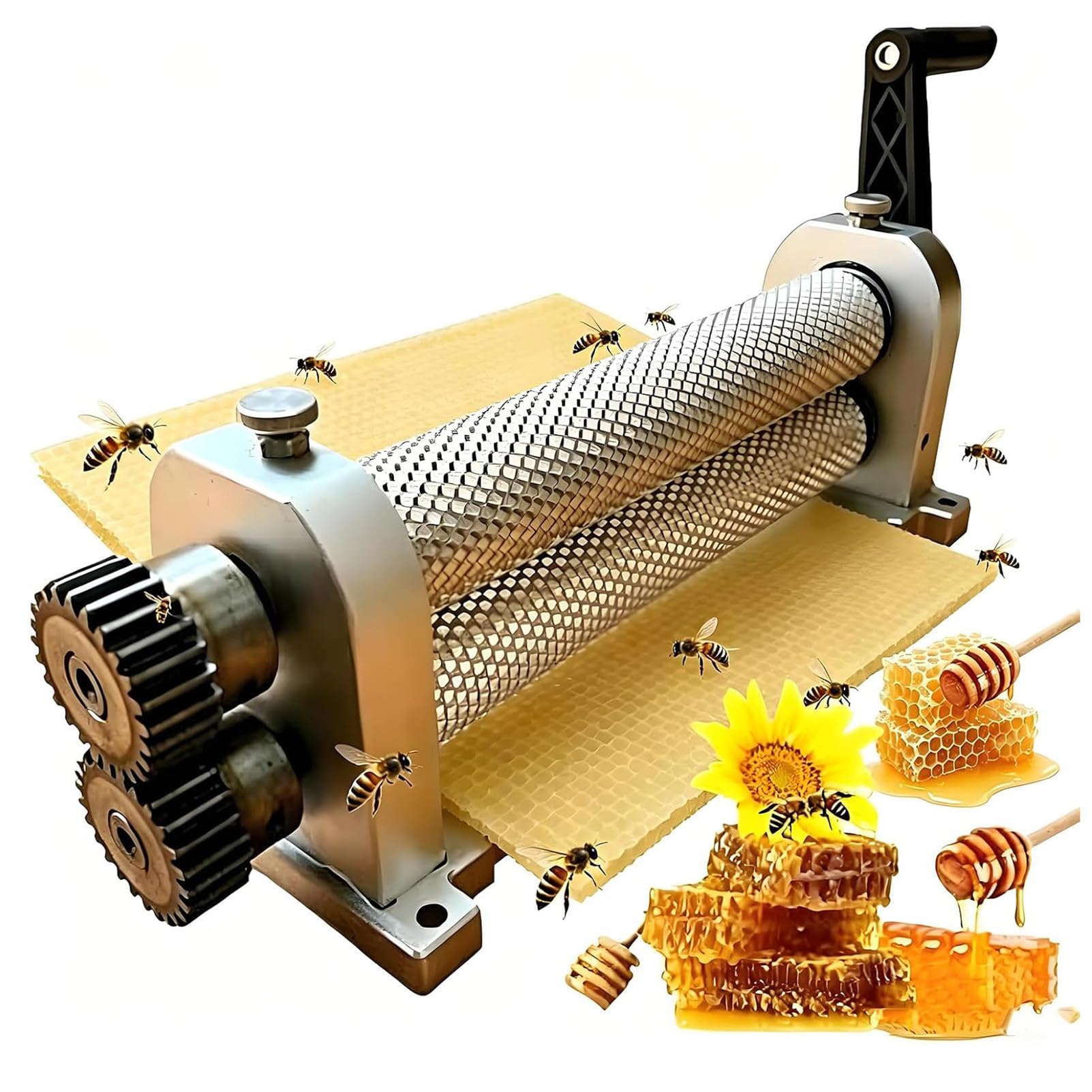 NzEupno Manual Beeswax Sheets Mill Machine, Roller Press for Beekeeping Wax Sheet Bee Nest Foundation, Bee Foundation Sheet Maker 5.4mm