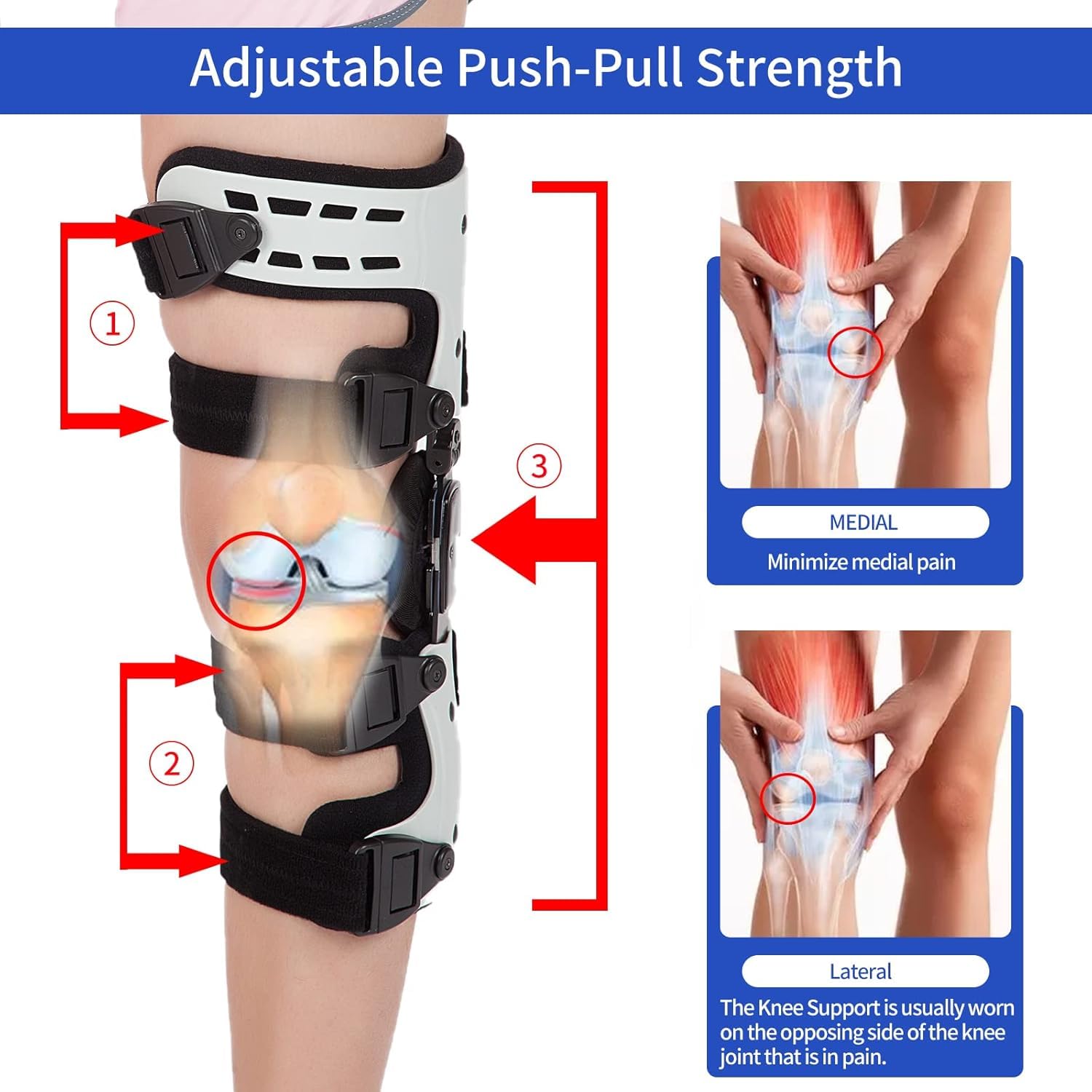 OA Unloader Ginocchiera OA, tutore per ginocchio mediale per osteoartrite, dolore da artrite, necrosi avvascolare, dolore osseo su osso e articolazione del ginocchio (sinistra)