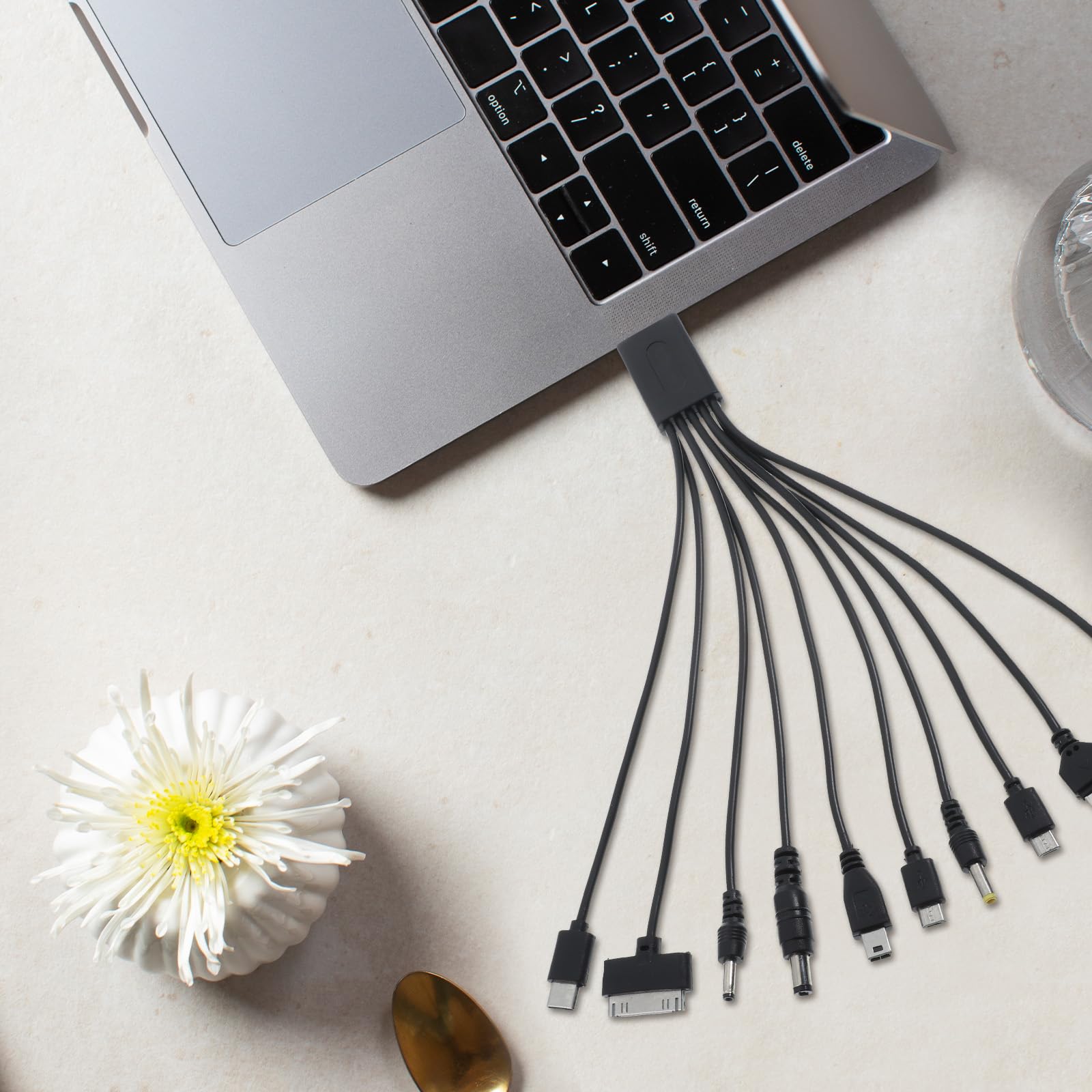 QfwdfcTrenz Cavi USB 10 in 1, caricatore universale da USB a multi presa, cavo di ricarica universale multiplo con 10 porte per telefoni cellulari, altoparlanti, MP3, MP4