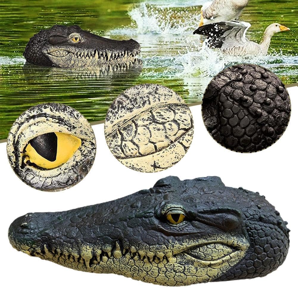 MANYUN Floating Alligator Head, Alligator Head Decoy for Pool, Resin Crocodile Head