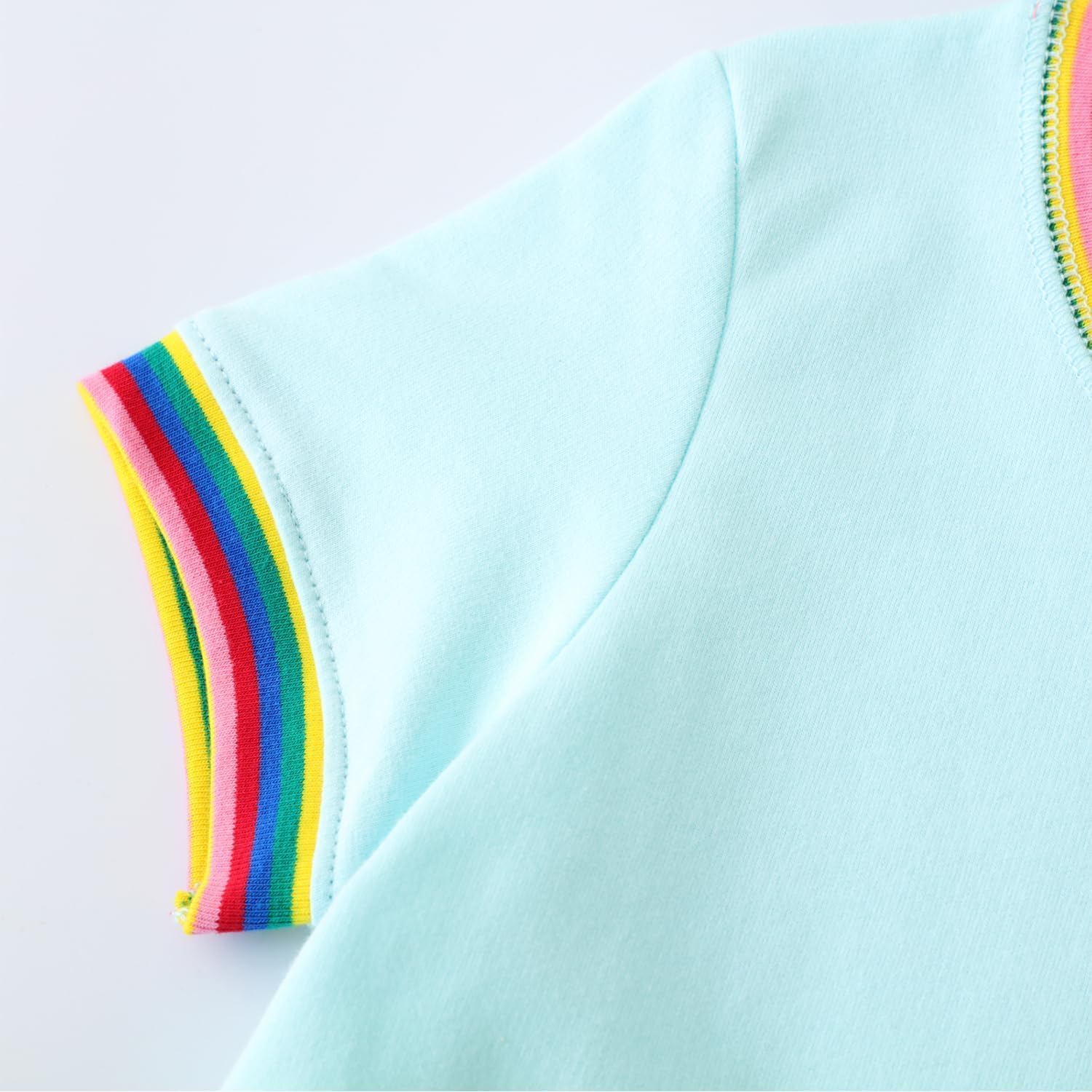 Kids Toddler Girls Back to School Dress Summer Short Sleeve Cotton Cute Casual Clothes Outfits Clothing Sundress Pencils and Rainbow Size 7 - Image 4