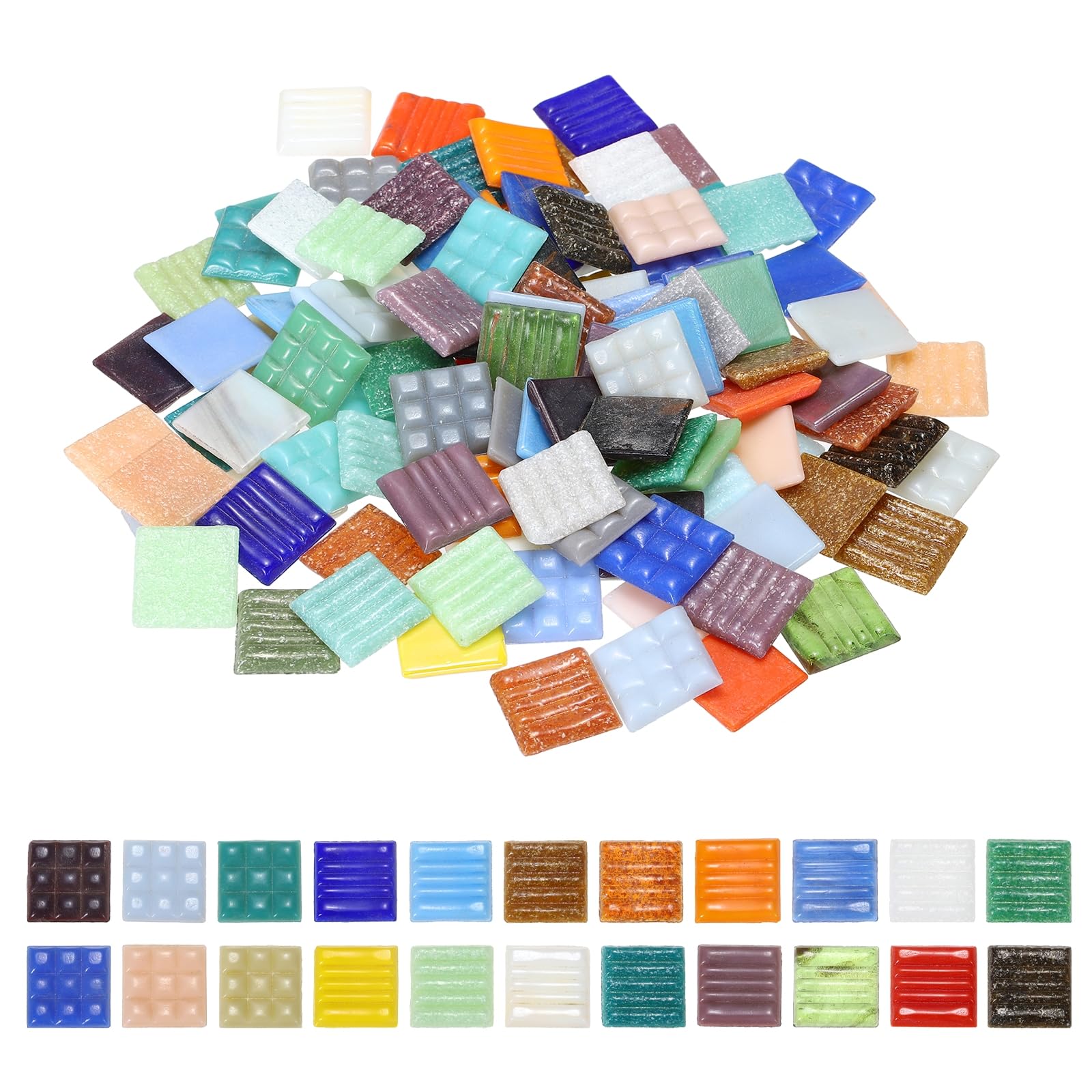 sourcing map 300g/0.66LB Quartz Mosaic Tiles for Crafts Bulk, 3/4" Colorful Square Mosaic Glass Pieces Supplies for Home Art Craft DIY Projects Vase Wall Decoration, Mixed Colors
