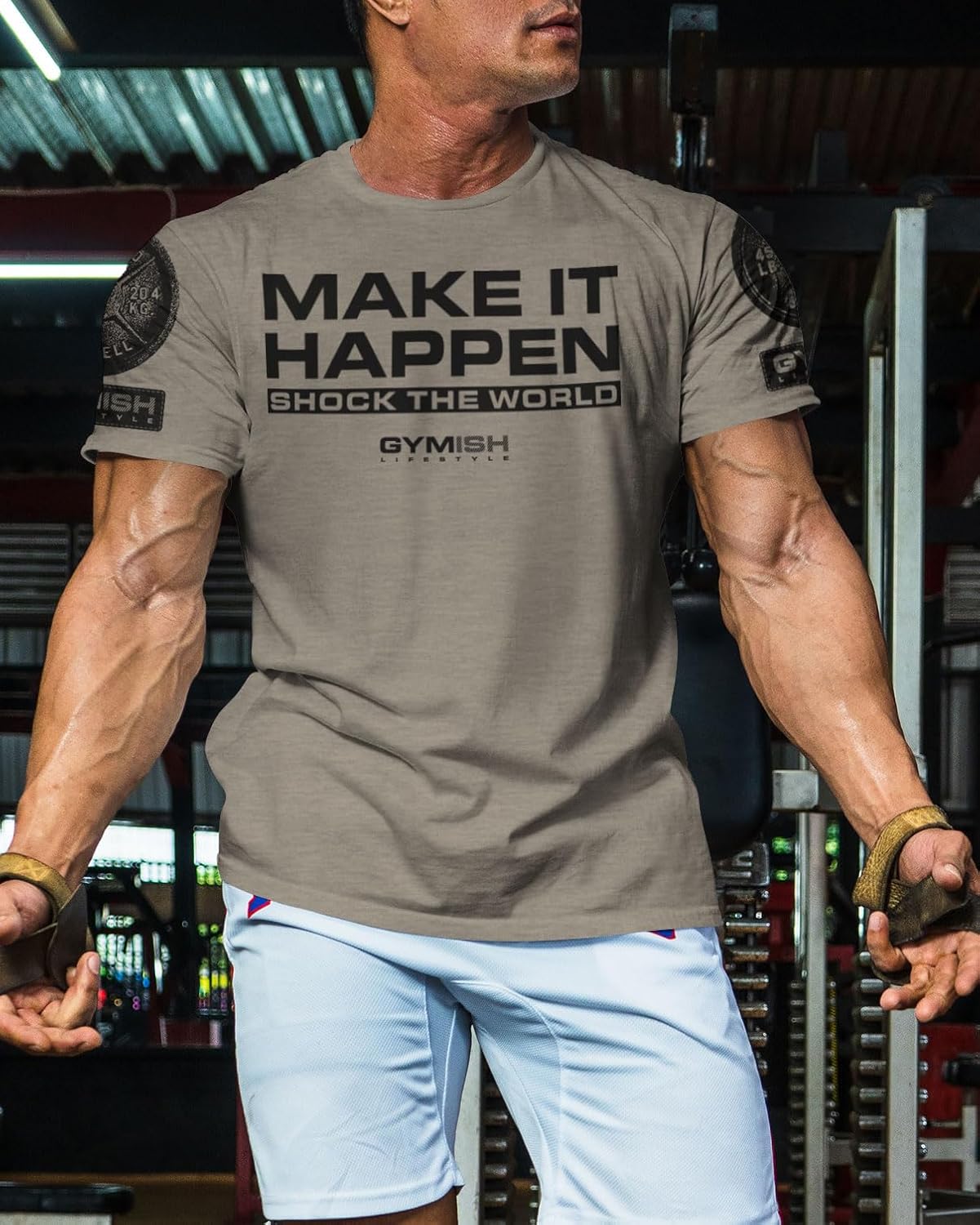 Shock The World Make It Happen Simple Weightlifting Workout Gym Tshirt