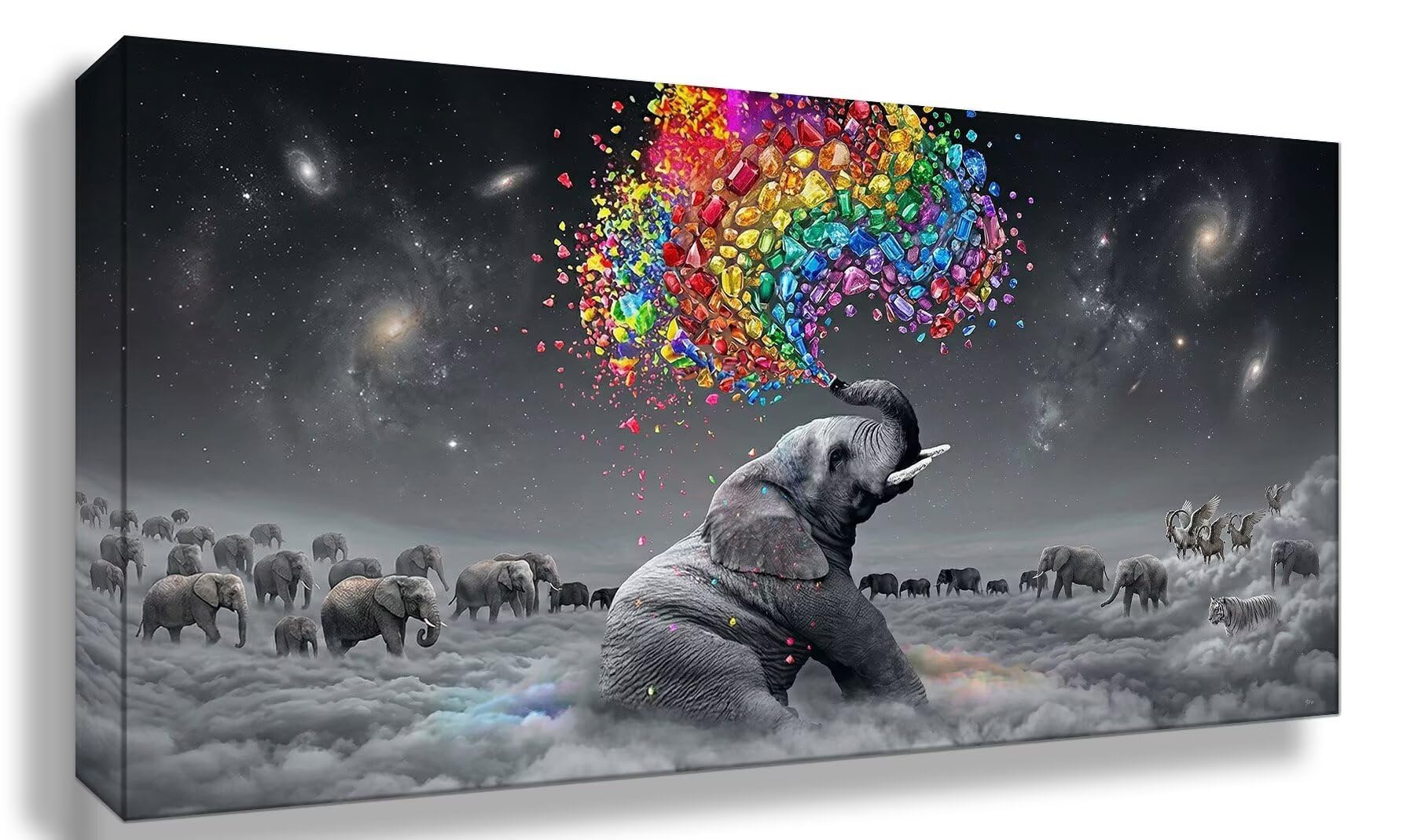 Diamond Painting Elefant Diamant Painting Bilder, 5D Farbe Runder Full Drill DIY Set Erwachsene Diamanten Kinder Kreatives für Erwachsene Mosaik Bastelset für Home Decor Wand Deko, 100x200cm, Cod-951