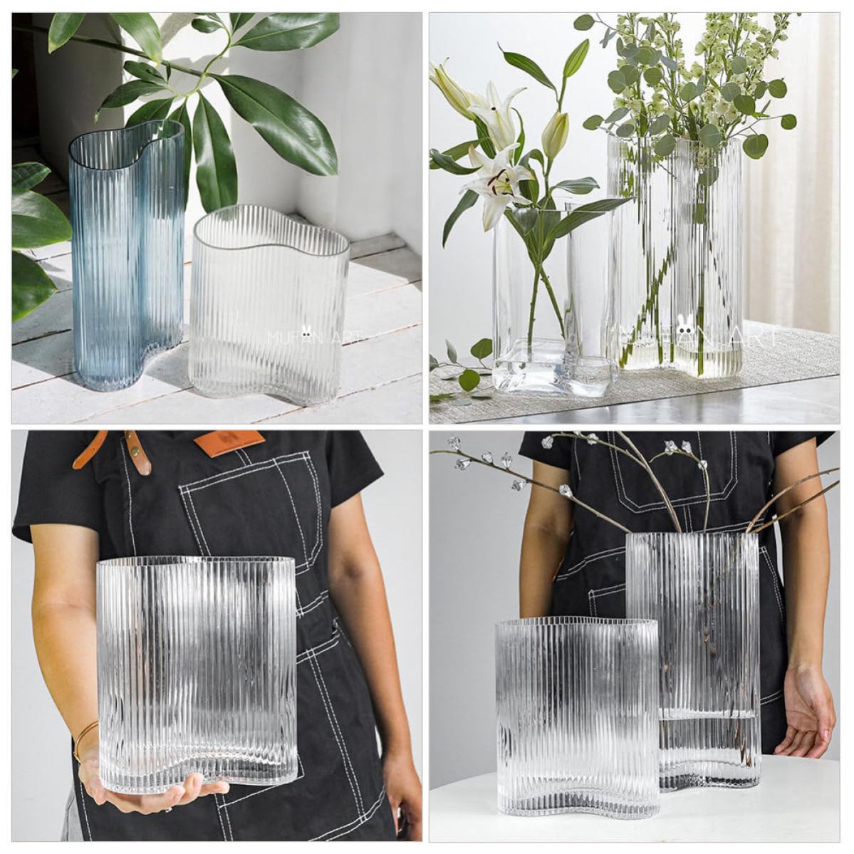 Vaso per Composizioni Floreali Contenitore Pratico in Vetro per Fiori Trasparente Stile Nordico Design Semplice e Bellezza Classica per Interni