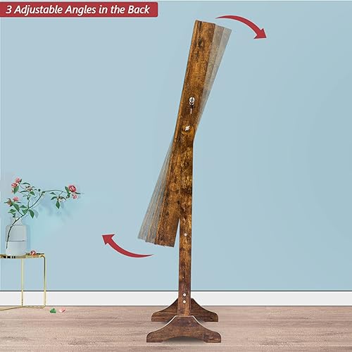 Miniatura 5 de Armario LED para joyas de pie con espejo de pantalla completa, con cerradura para maquillaje, gran capacidad, espejo de tocador, armario de joyería