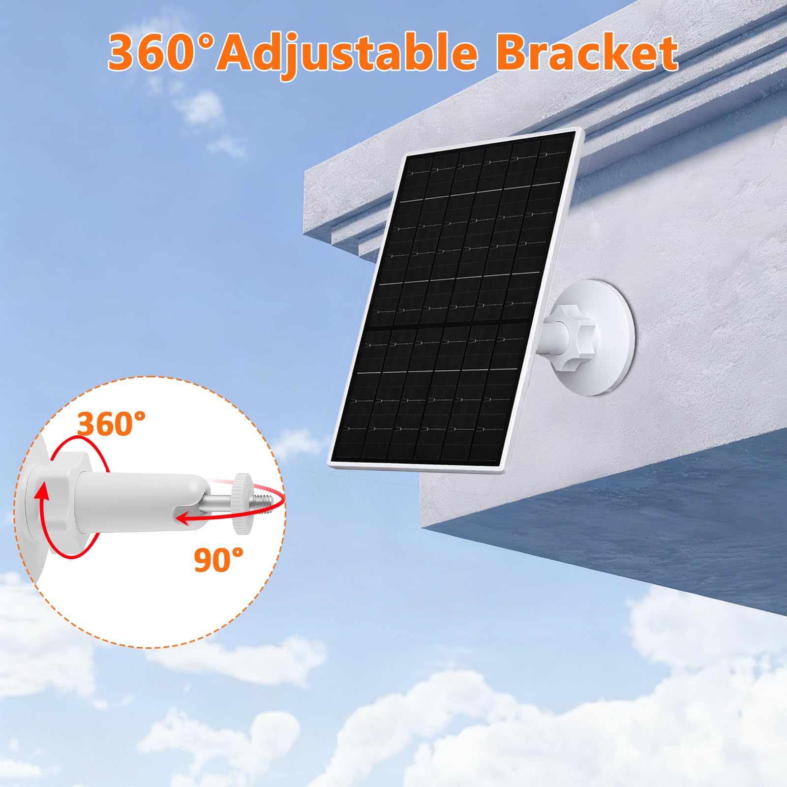 Zivif 7W Solar Panel Compatible With EufyCam, Solar Charger With USB-C & Micr