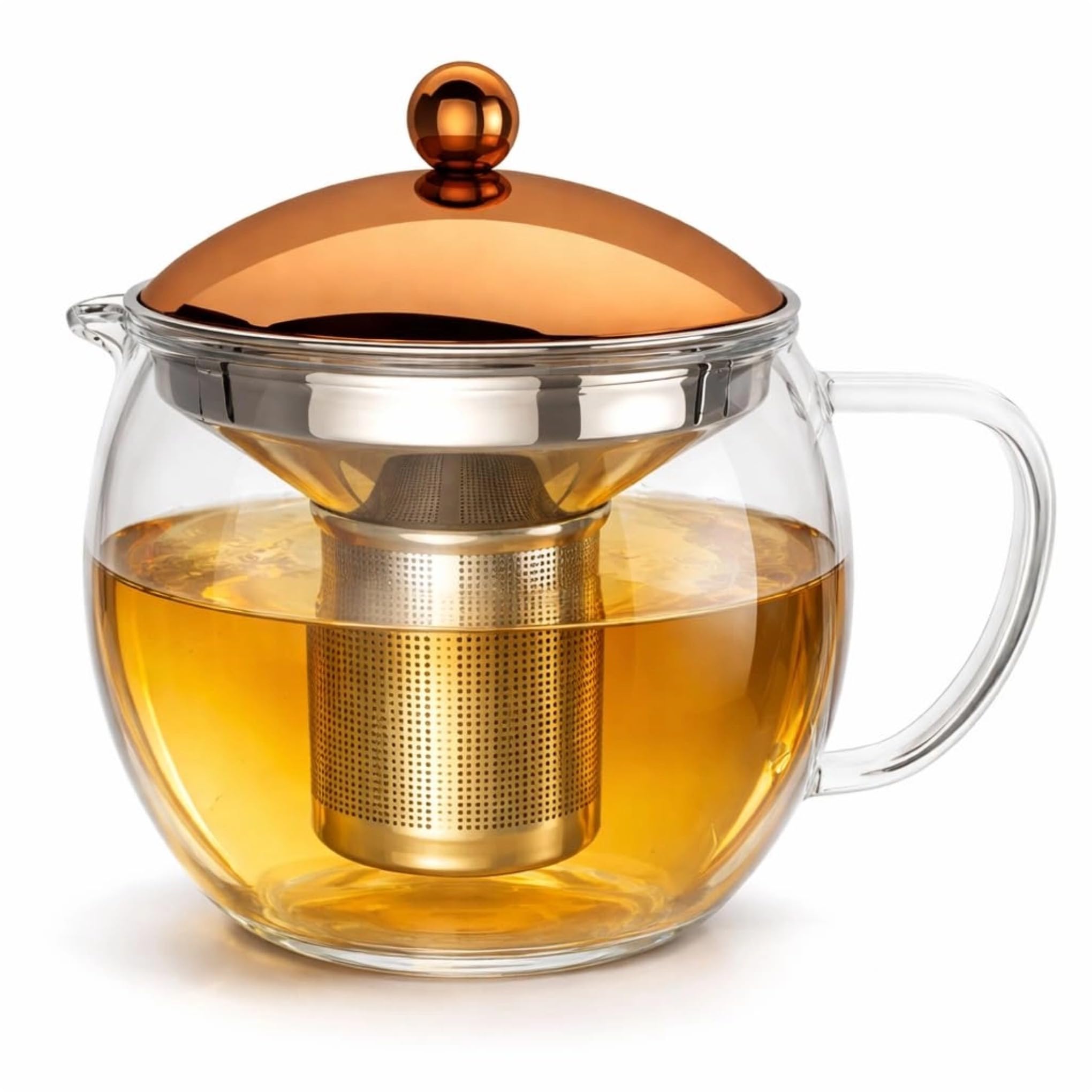 bonVIVO Tempa – Teiera in Vetro Borosilicato da 1.5L con Infusore in Acciaio Inox, Tisaniera e Infusiera Trasparente per Tè in Foglie e Fiori, Design Elegante e Moderno