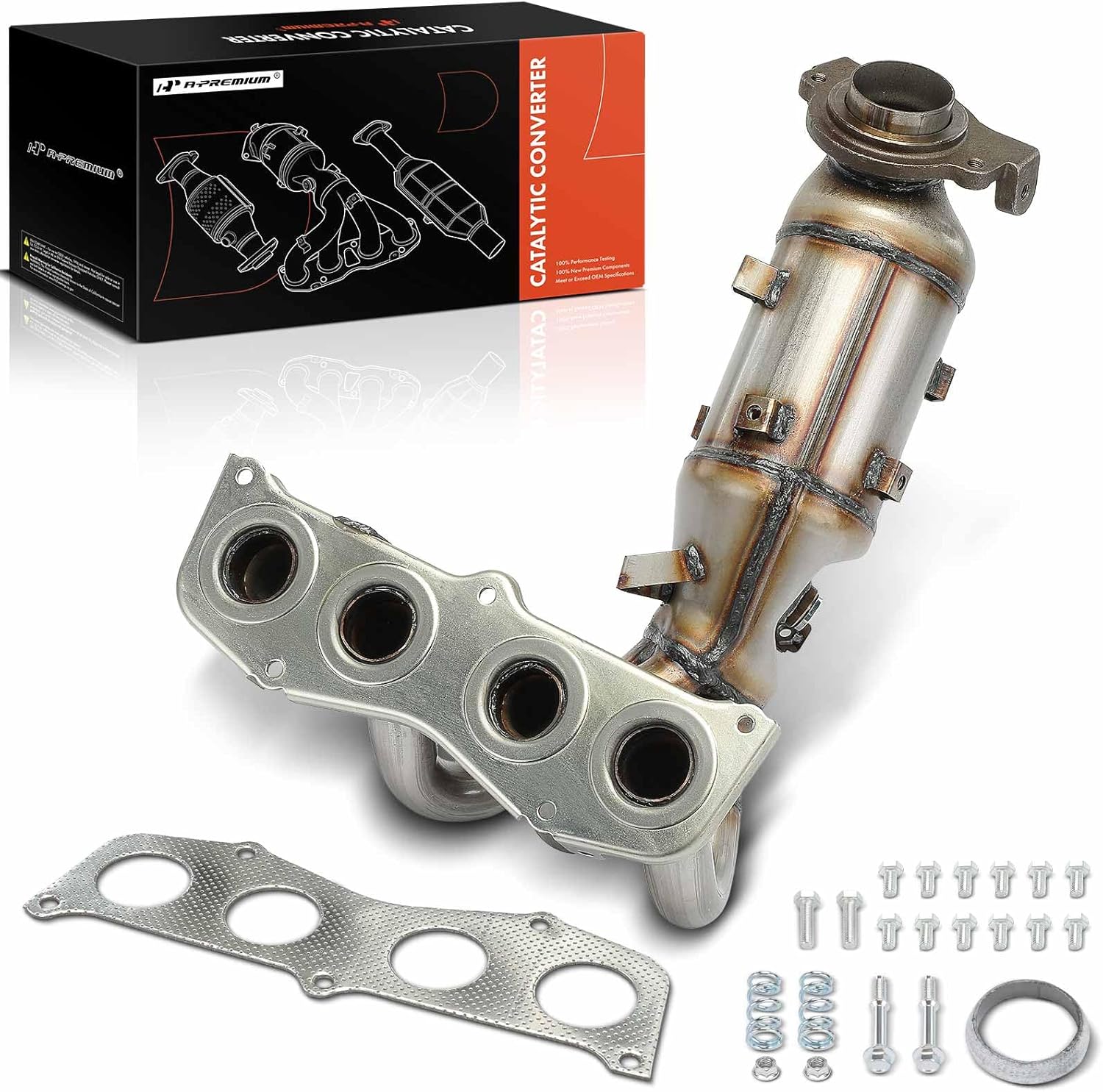 A-Premium Front Exhaust Manifold Catalytic Converter with Gasket Kit Direct-Fit Compatible with Toyota Highlander 2004 2005 2006 2007, 2.4L, E.P.A. Compliant