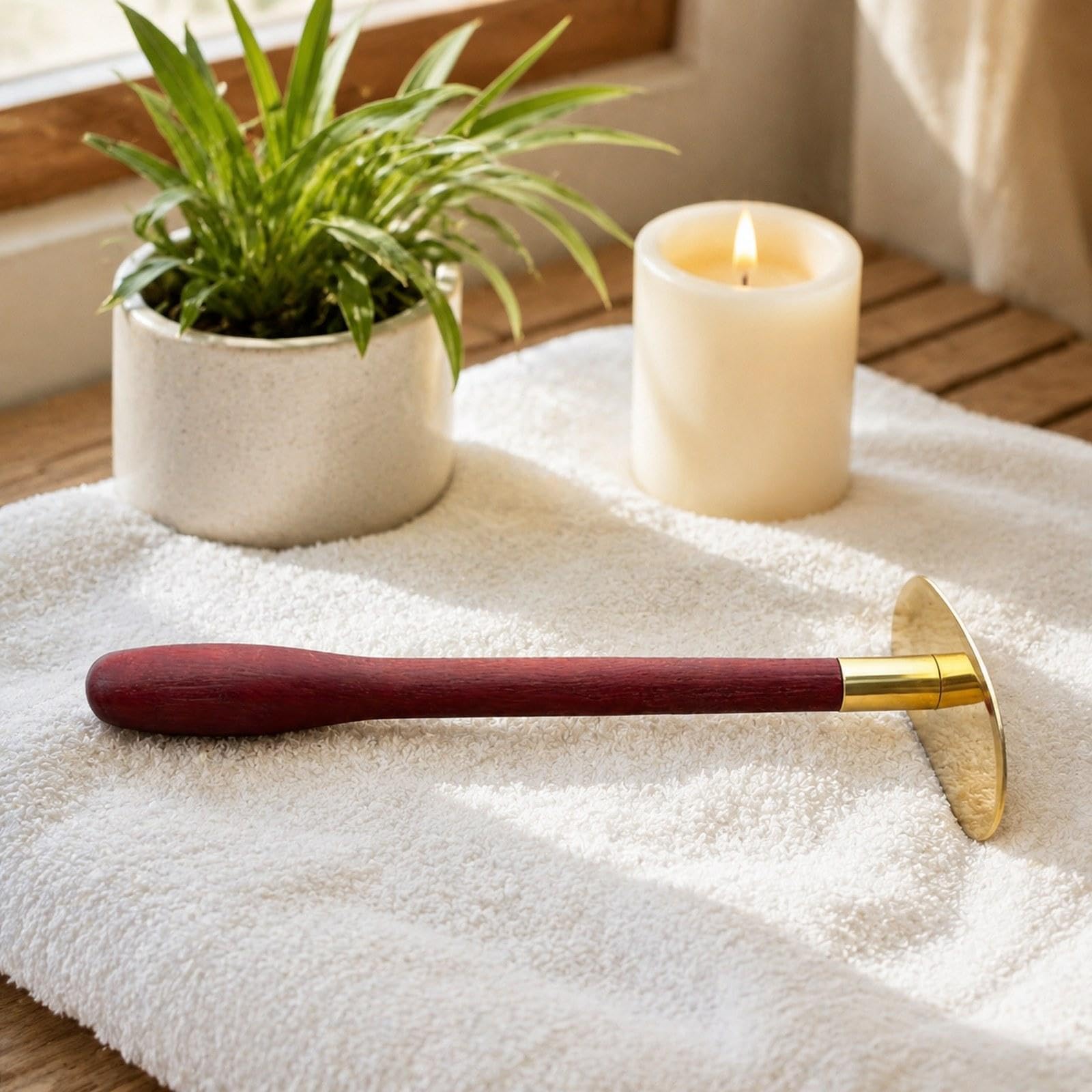 Herramienta de Masaje Gua Sha, Tabla de Corporal de Latón, Ergonómica, Portátil, Ligera, con Mango Largo, Ideal para Regalar O Decorar El, 37cm