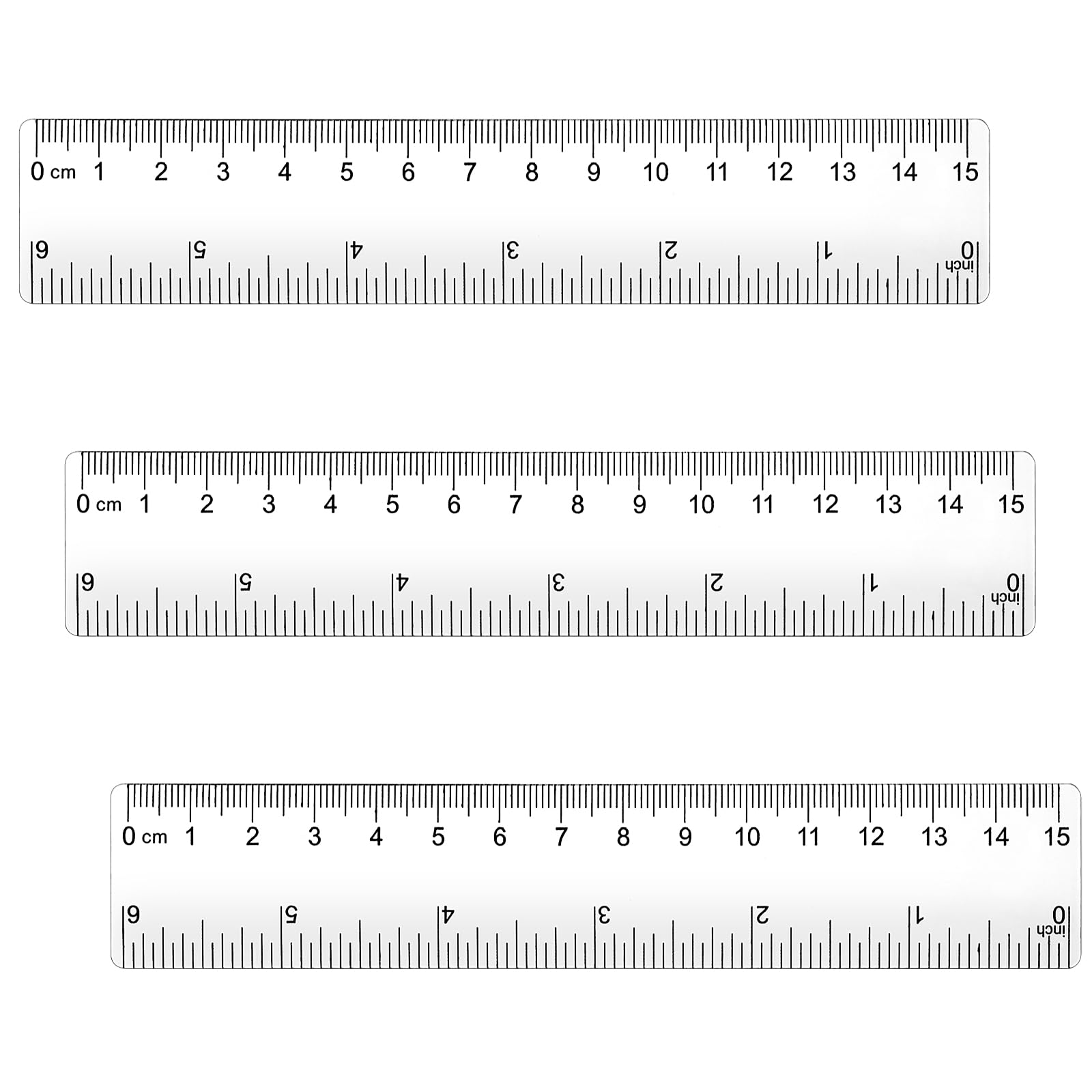 YUXIANLB 3 Pack Plastic Ruler, 6 Inch Clear Straight Rulers, Transparent Metric Measuring Tool with Centimeter and Millimeter,for Student School Kids Classroom Office Supply Drawing