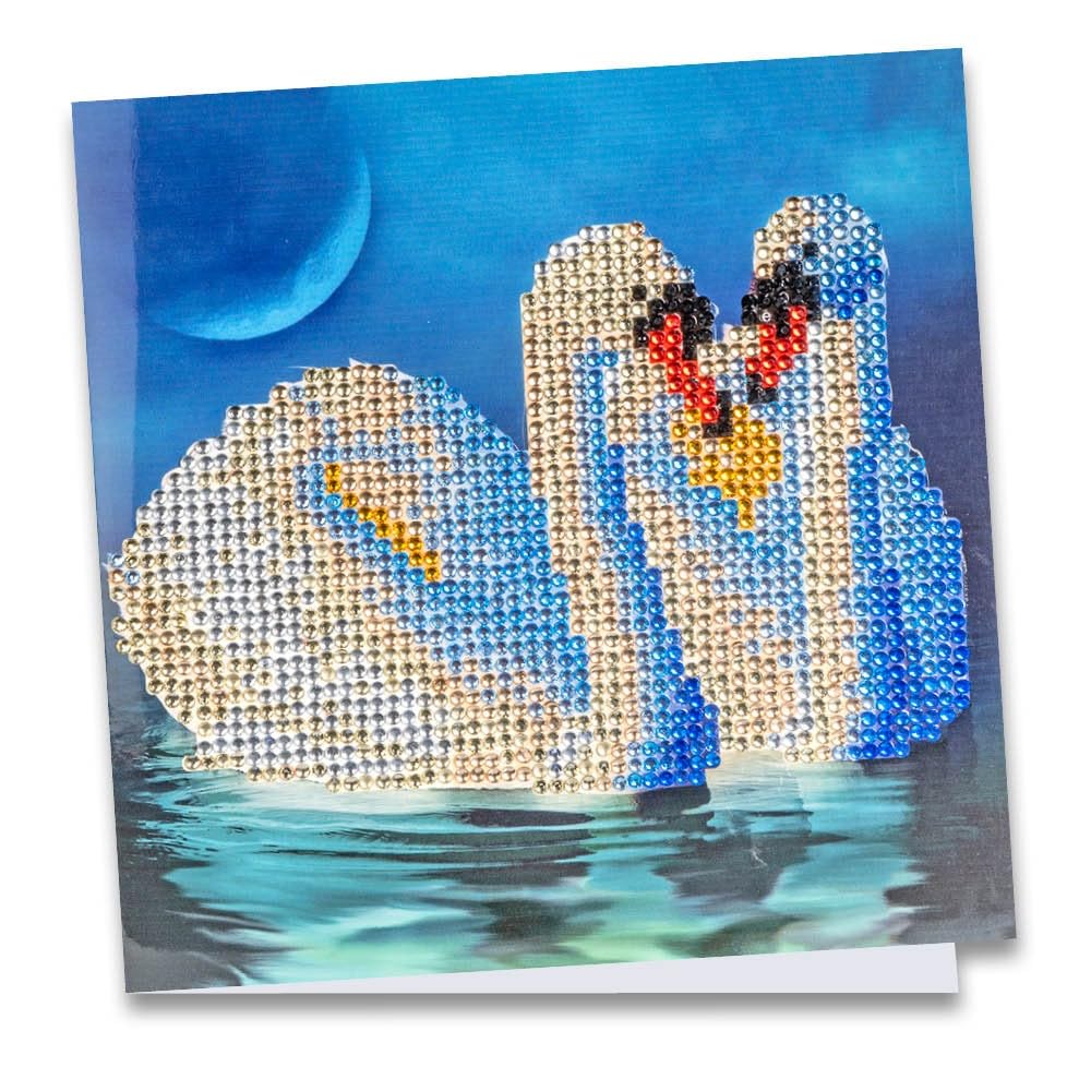 Ideen Mit Herz Swans Diamond Painting Greeting Card | Rhinestone Edition | 16 X 16 Cm | 370 G/M² | Includes Stones, Envelope & Tools (Swans)