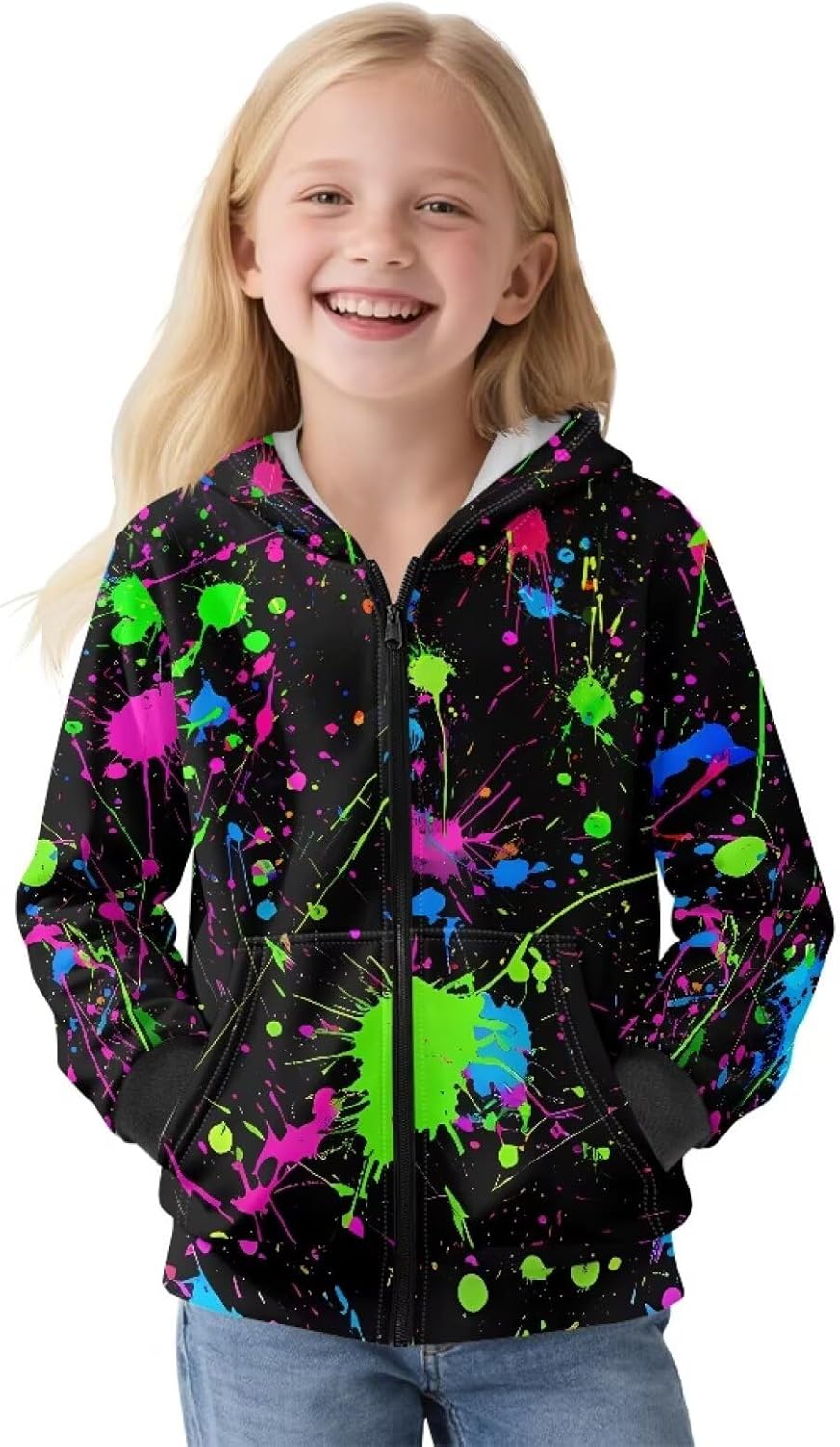 Kids Zipper Hoodies Boys Girls Casual Zip Up Pullover Sweatshirt with Pockets Winter Long Sleeve Active Wear Hooded