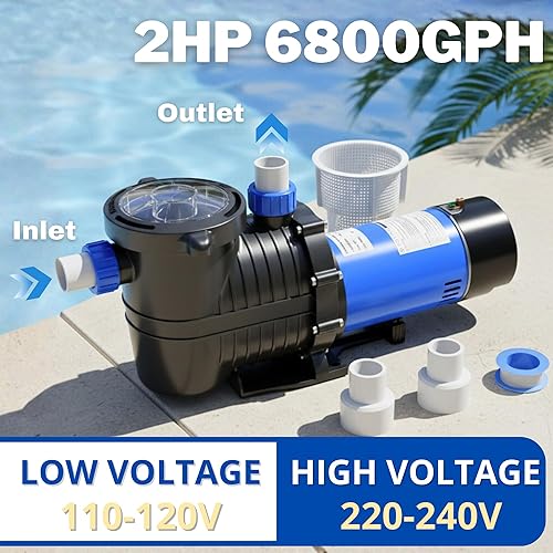 Miniatura 2 de 2026NEW Bomba de piscina en el suelo y sobre el suelo, bomba de piscina autorecortable de 1.5 pulgadas y 2 pulgadas, conectores de entrada NPT de 2