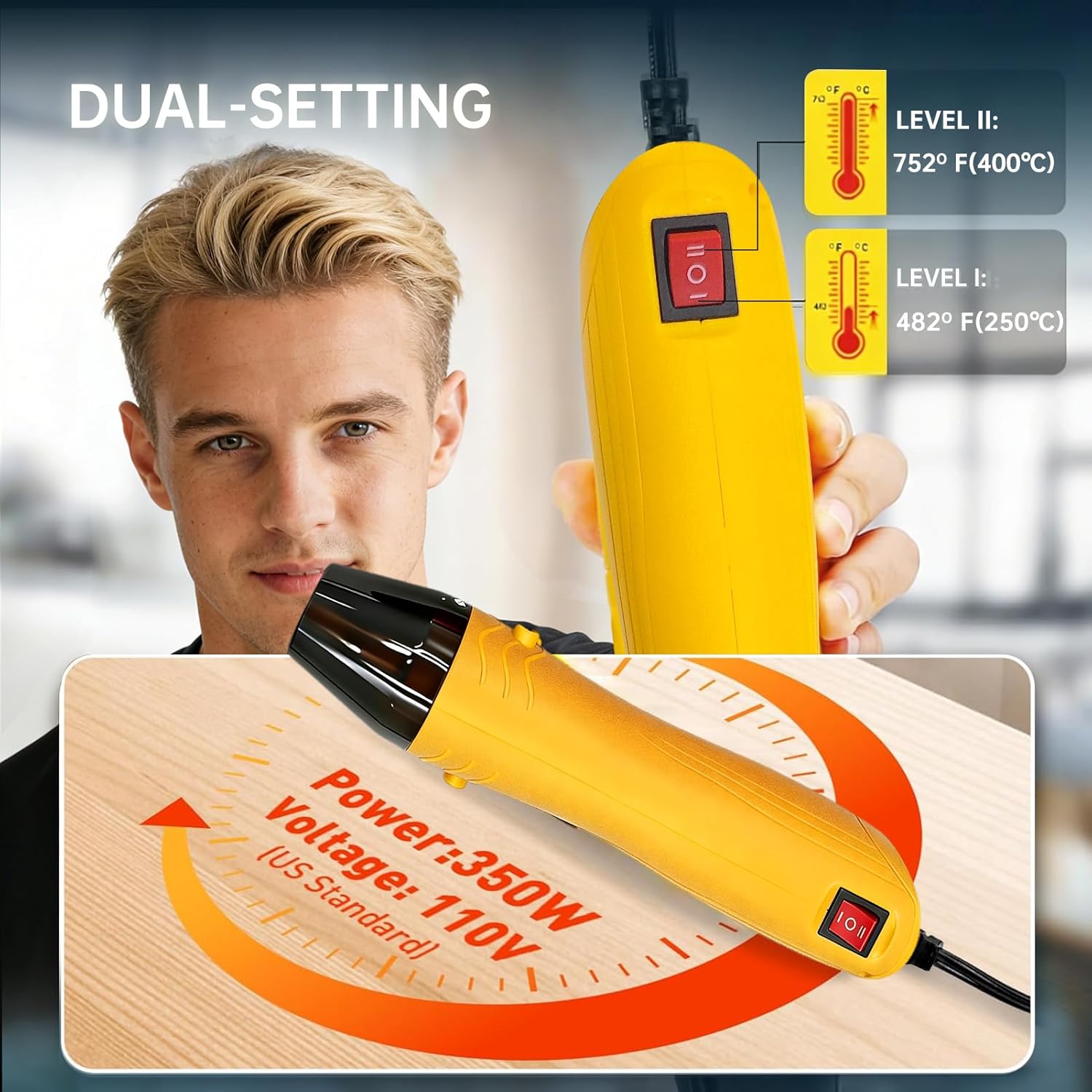 220PCS Solder Seal Wire Connectors Kit with Dual Temp Heat Gun, Heat Shrink Solder Butt Connectors Waterproof Electrical Terminals for Automotive Marine Boat RV Wiring Repair (220, Yellow)