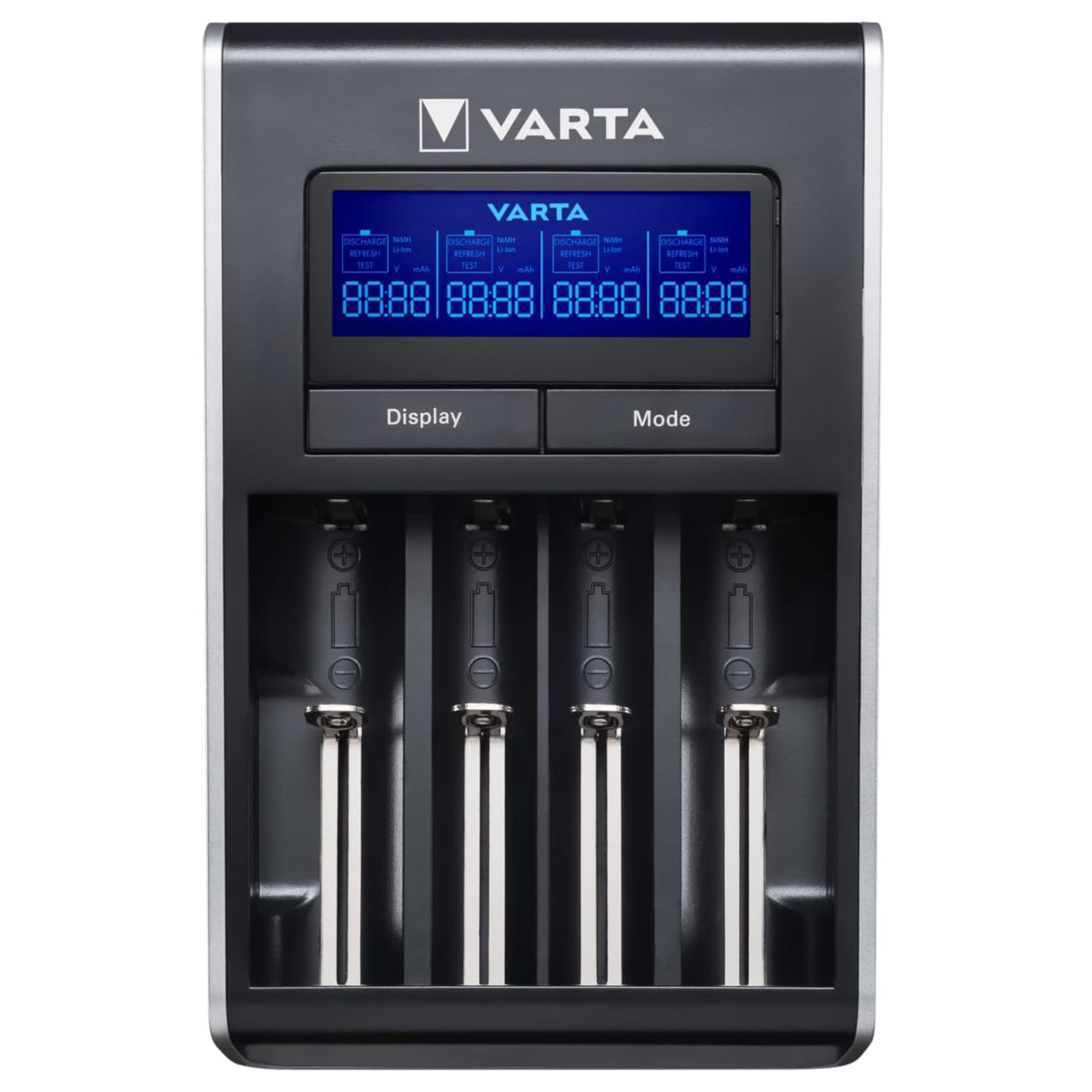 VARTA Chargeur de Piles, chargeur pour piles AA/AAA rechargeables, Dual Tech Charger, 4 modes de charge, contrôle de la température et autres mesures de sécurité, incl. câble UE de 1,8 m, non équipé