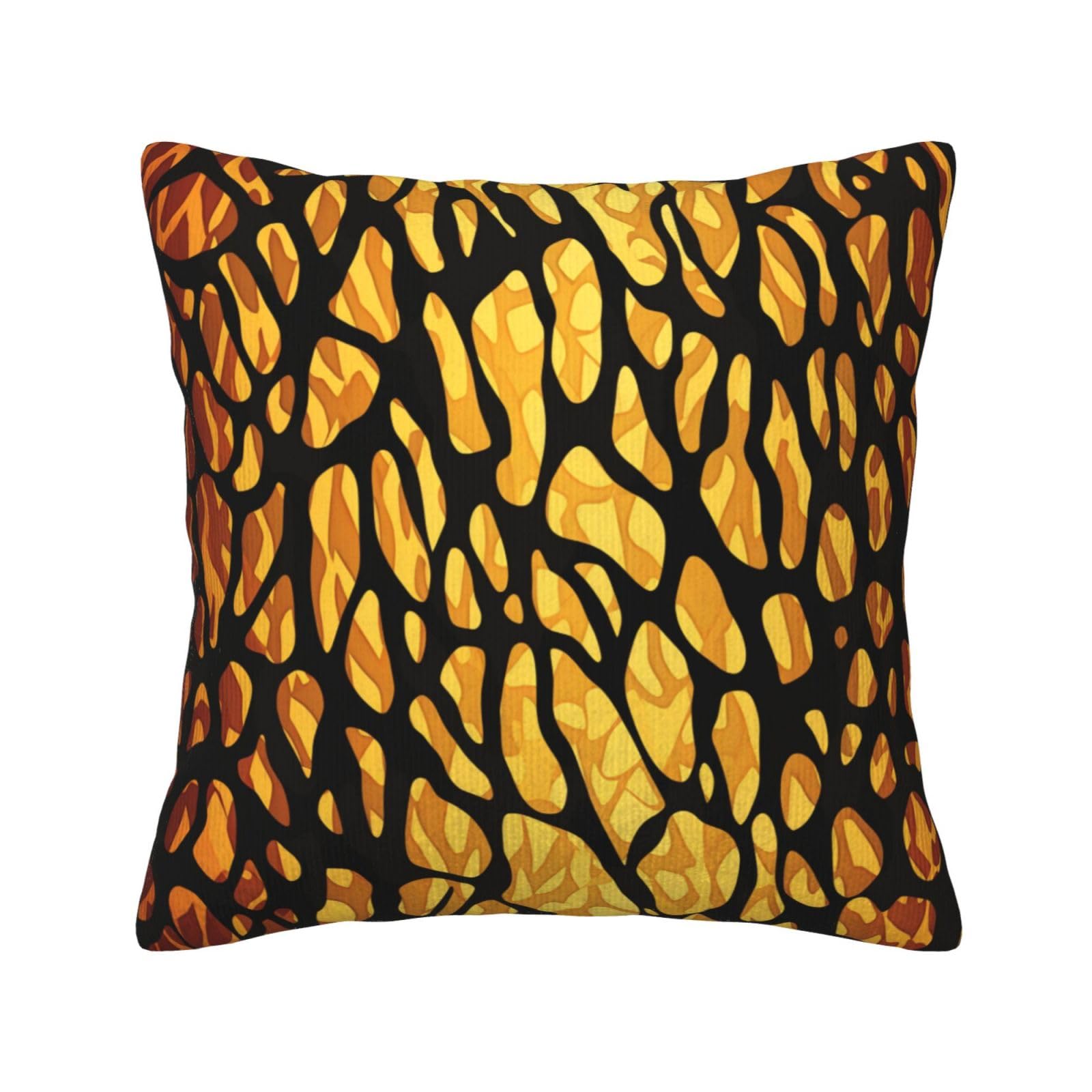 Housse de coussin velours côtelé motif girafe anti-canapé terne