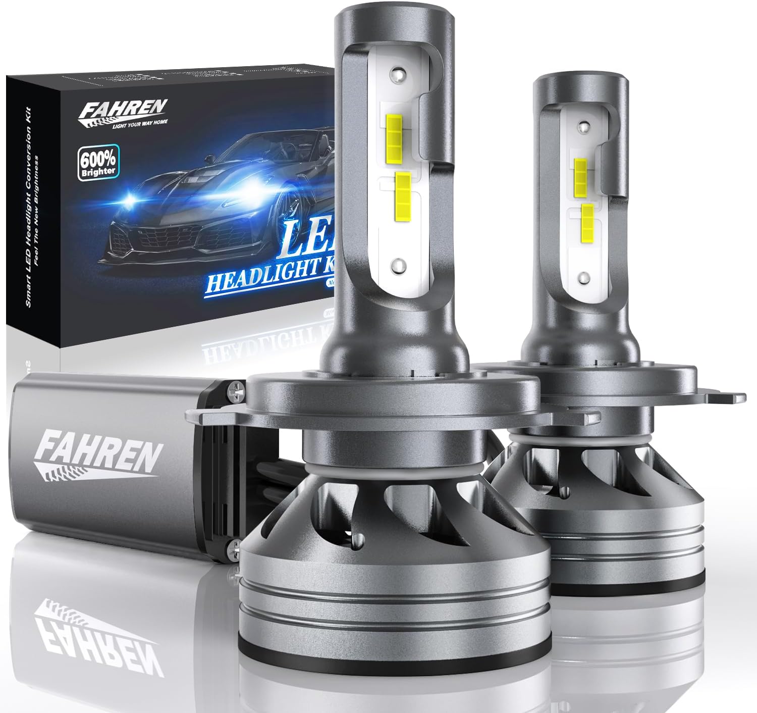 FAHREN H4/9003/HB2 LED Headlight Bulbs, 20000 Lumens Super Bright LED