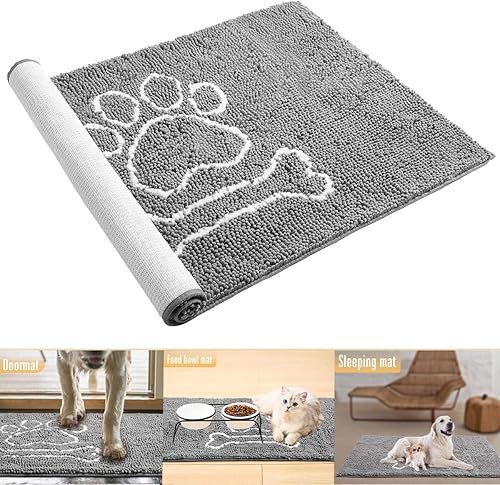 Miniatura 7 de AROGAN Felpudos de entrada para interiores grises de 36 x 24 pulgadas y tapetes negros de 48 x 30 pulgadas para exteriores