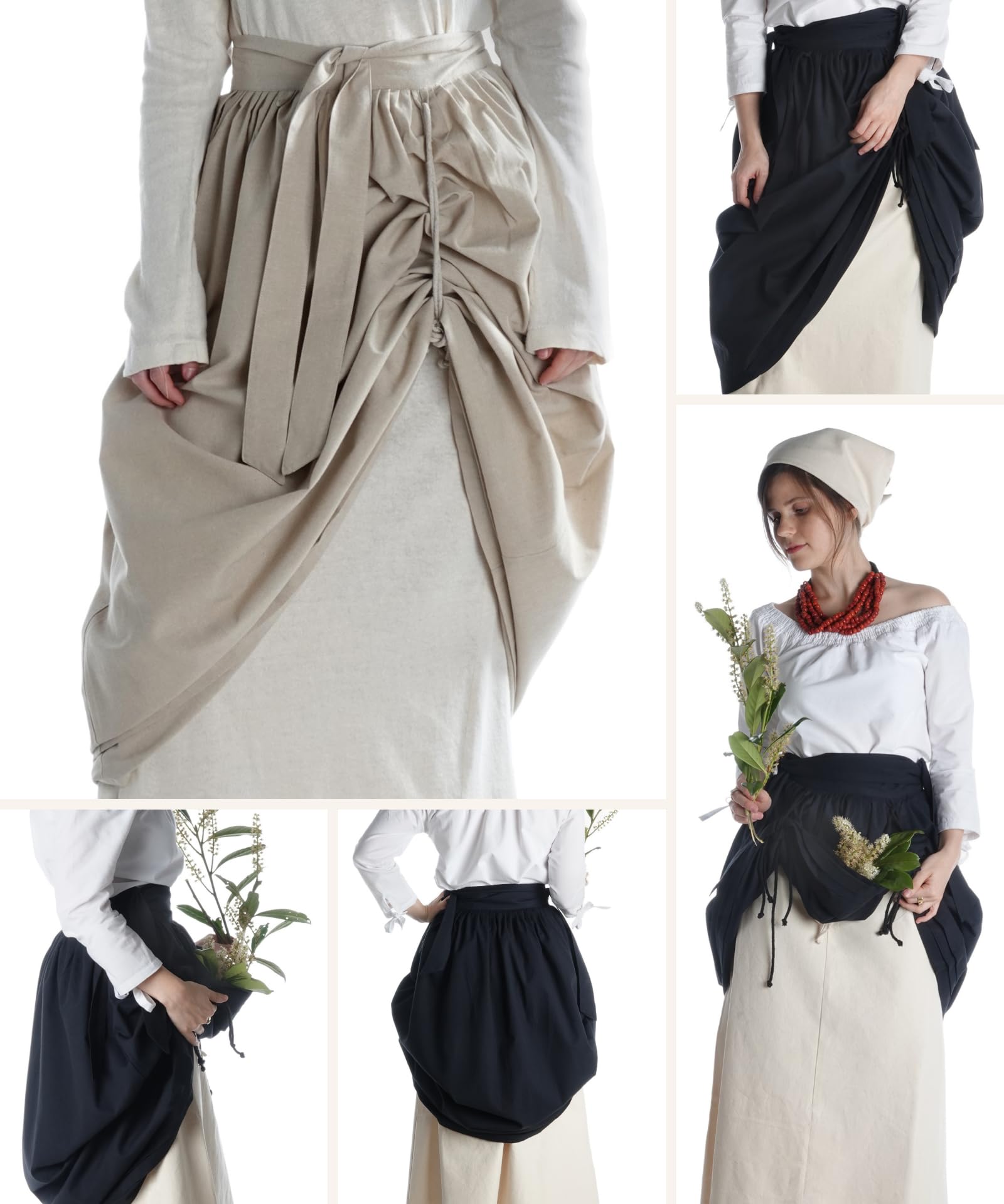 Mittelalter Schürze Widga aus Baumwolle Violett, Hanffarben, Schwarz, Hellblau S/M,L/XL,XXL/XXXL Gewandung LARP