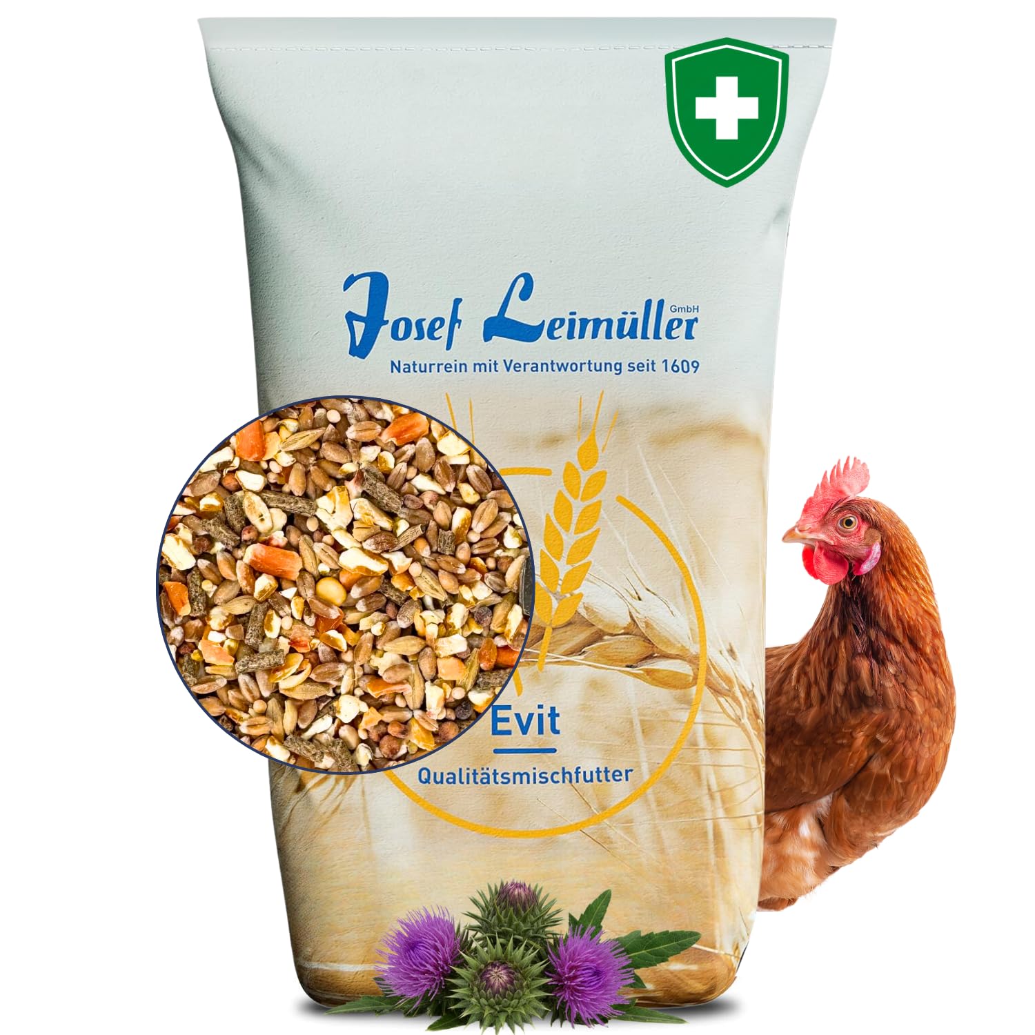 Leimüller Mangime per Galline Ovaiole Immun Plus 25 kg - Muesli con Pellet Vitaminici - Per Sistema Immunitario Forte & Vitalità - Premium Austria Senza OGM
