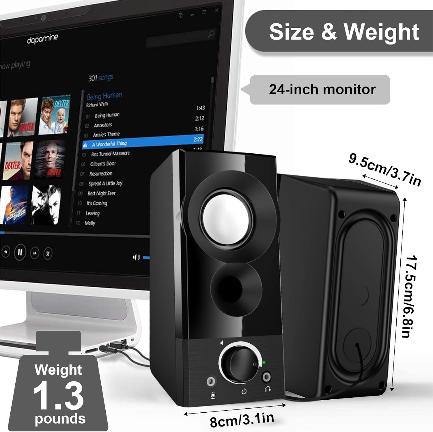 NPET CS20 Computer Speakers, 2.0 Channel PC Desktop Speaker, Enhanced Stereo Bass, Wired Easy-Access Volume Control Multimedia Speakers with 3.5MM Headphone Jack, for PC/Laptops/Desktops/Phone