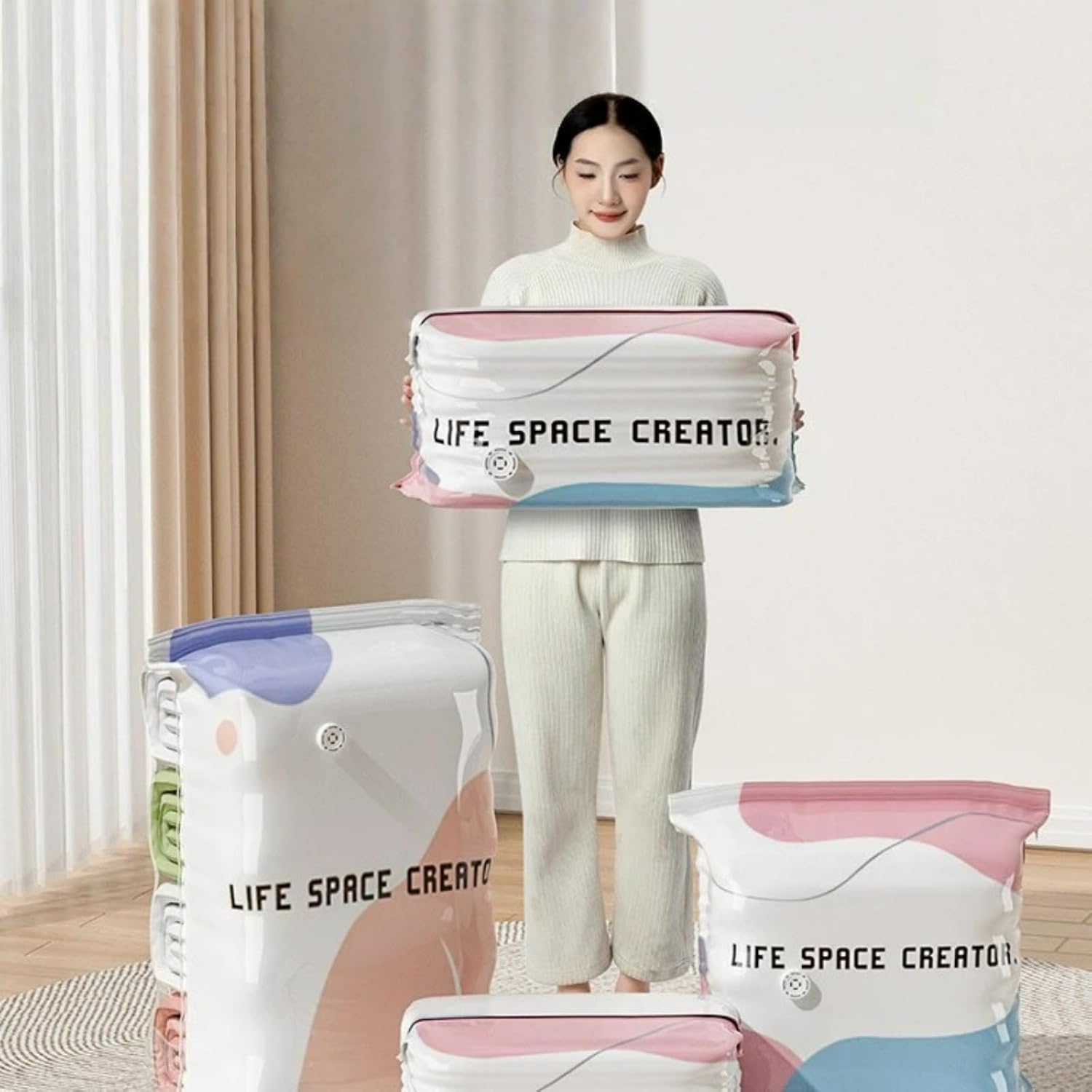 Color thickened non suction vertical compression bag, vacuum storage bag, thickened storage bag (suction pump needs to be purchased separately)