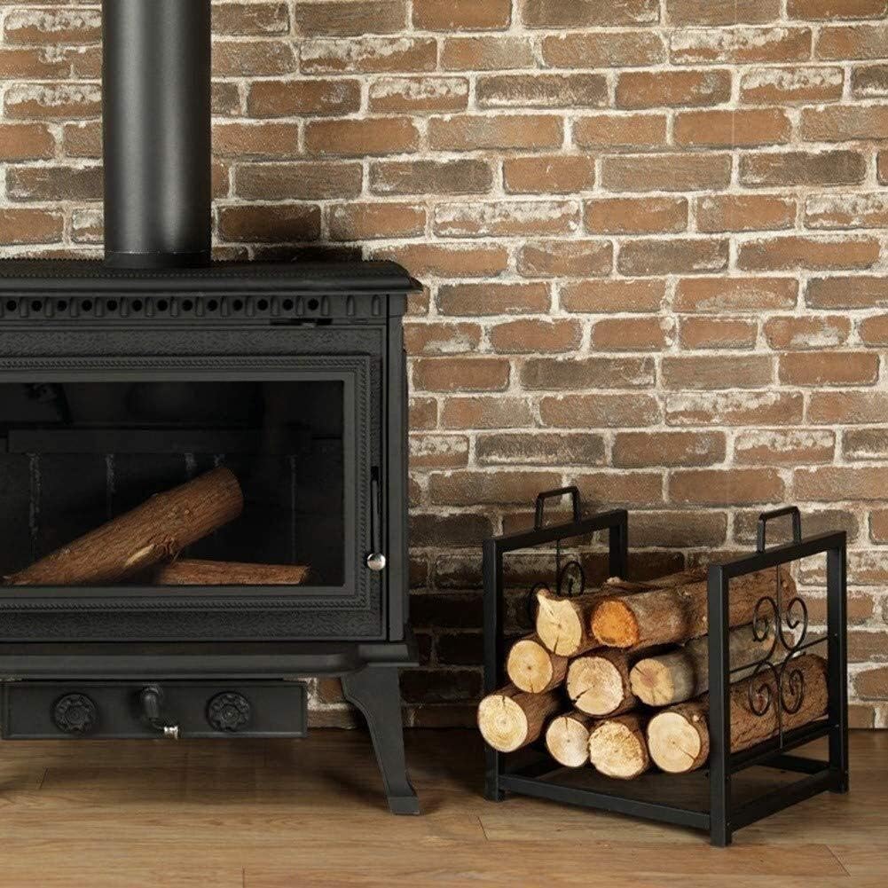Firewood Rack Firewood Rack Log Wood Storage Holder for Indoor Outdoor Backyard Fireplace Heavy Duty Iron Black