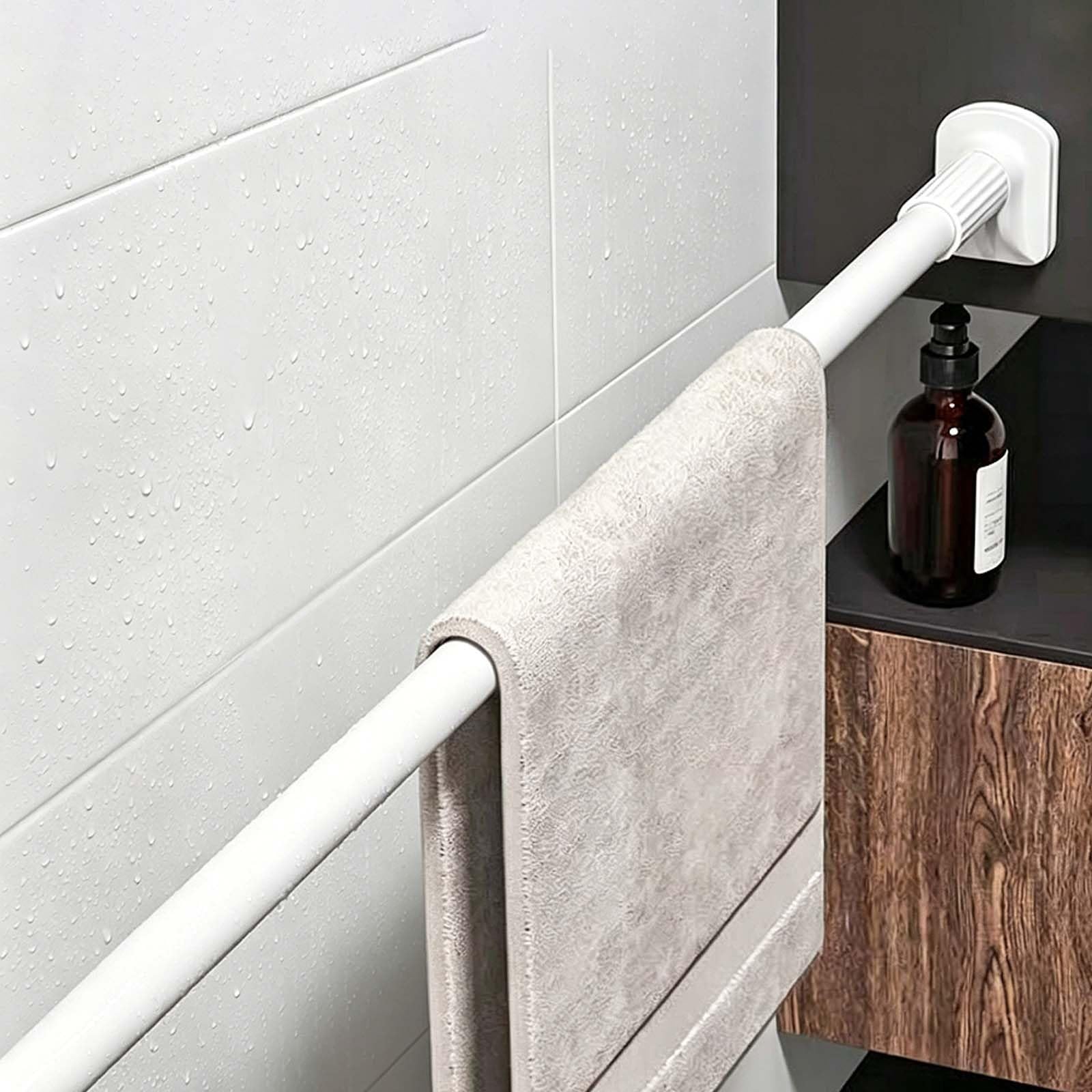 Barre rideau douche sans percer mur tringle télescopique blanche anti-rouille