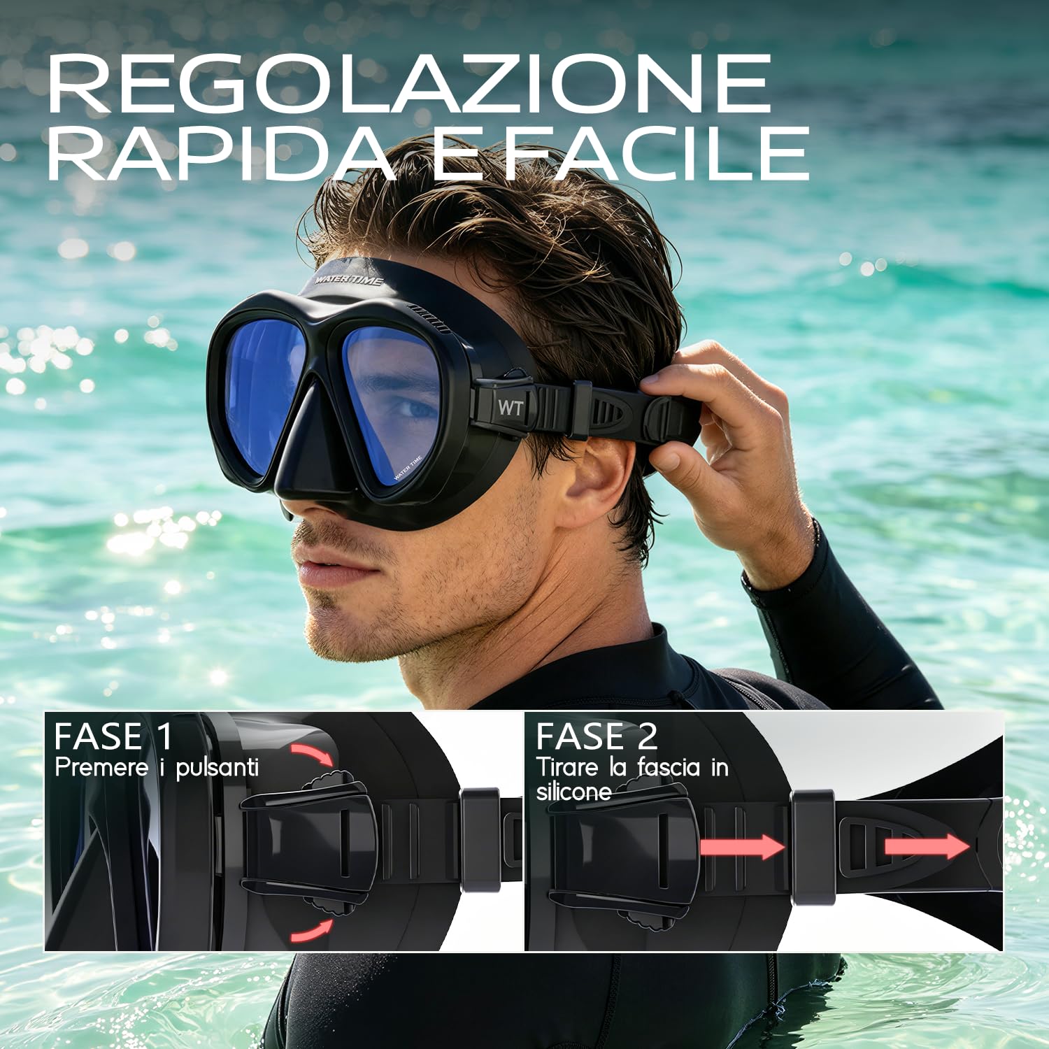 Jinlan Máscara Buceo – Montura Grande, Antivaho Integrado, Lente REVO, Protección UV, Falda de Silicona Suave Adultos