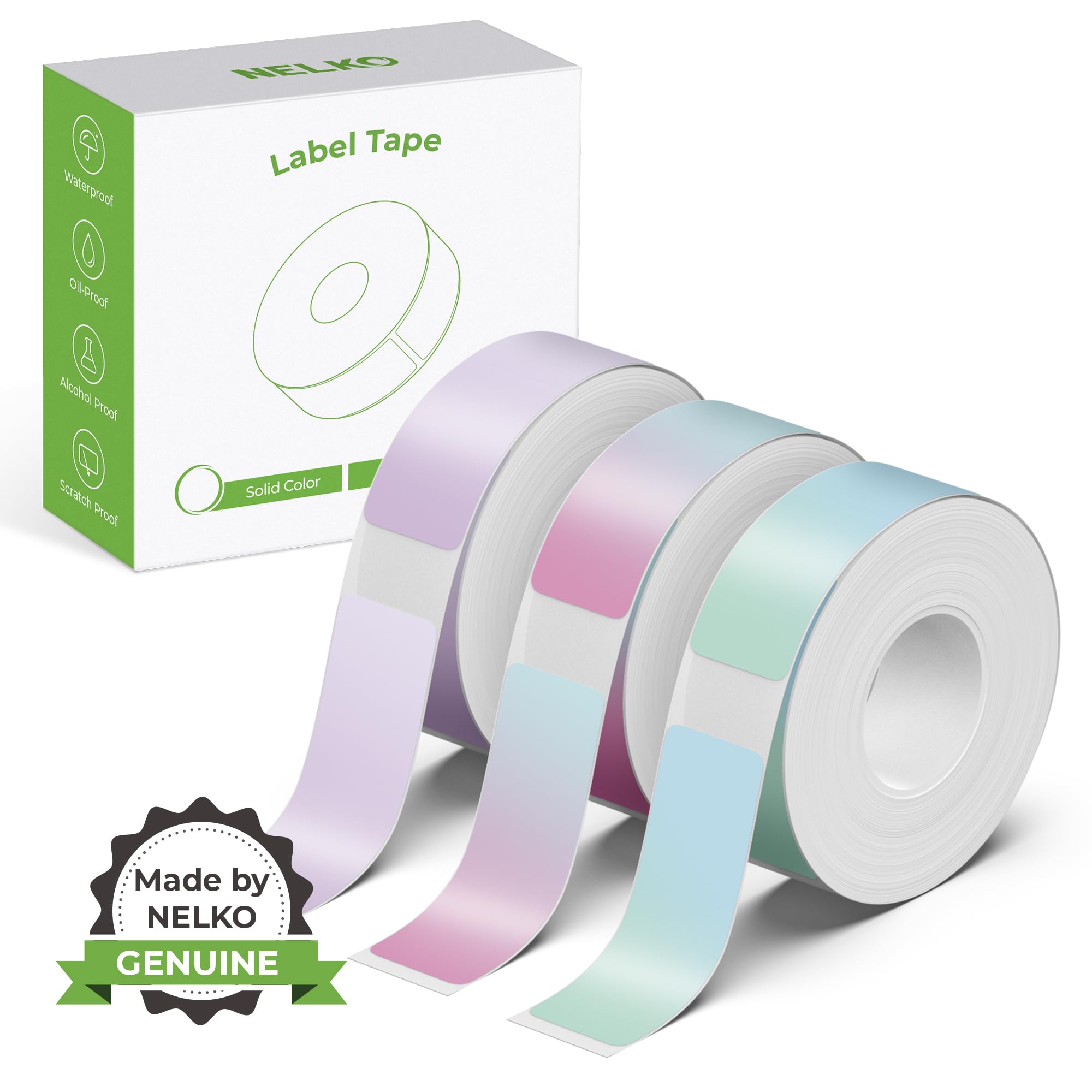NELKO Genuine P21 Label Maker Tape, Adapted Label Print Paper, 12x40mm (0.47"x1.57"), Standard Laminated Office Labeling Tape Replacement, Multipurpose of P21, 180 Tapes/Roll, 3-Roll（Starry Sky）