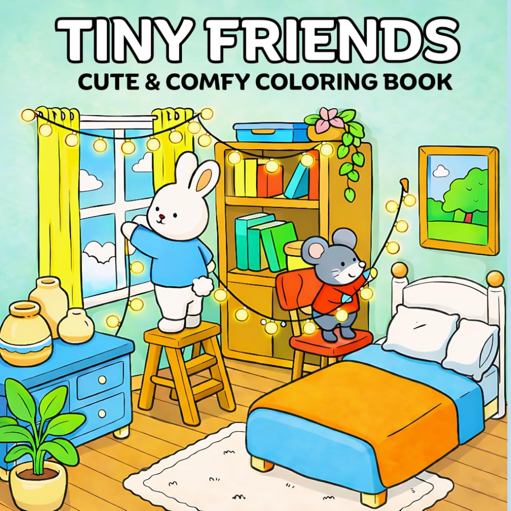 Tiny Friends Coloring Book: Relaxing Animal Moments for Teens and Adults to Color