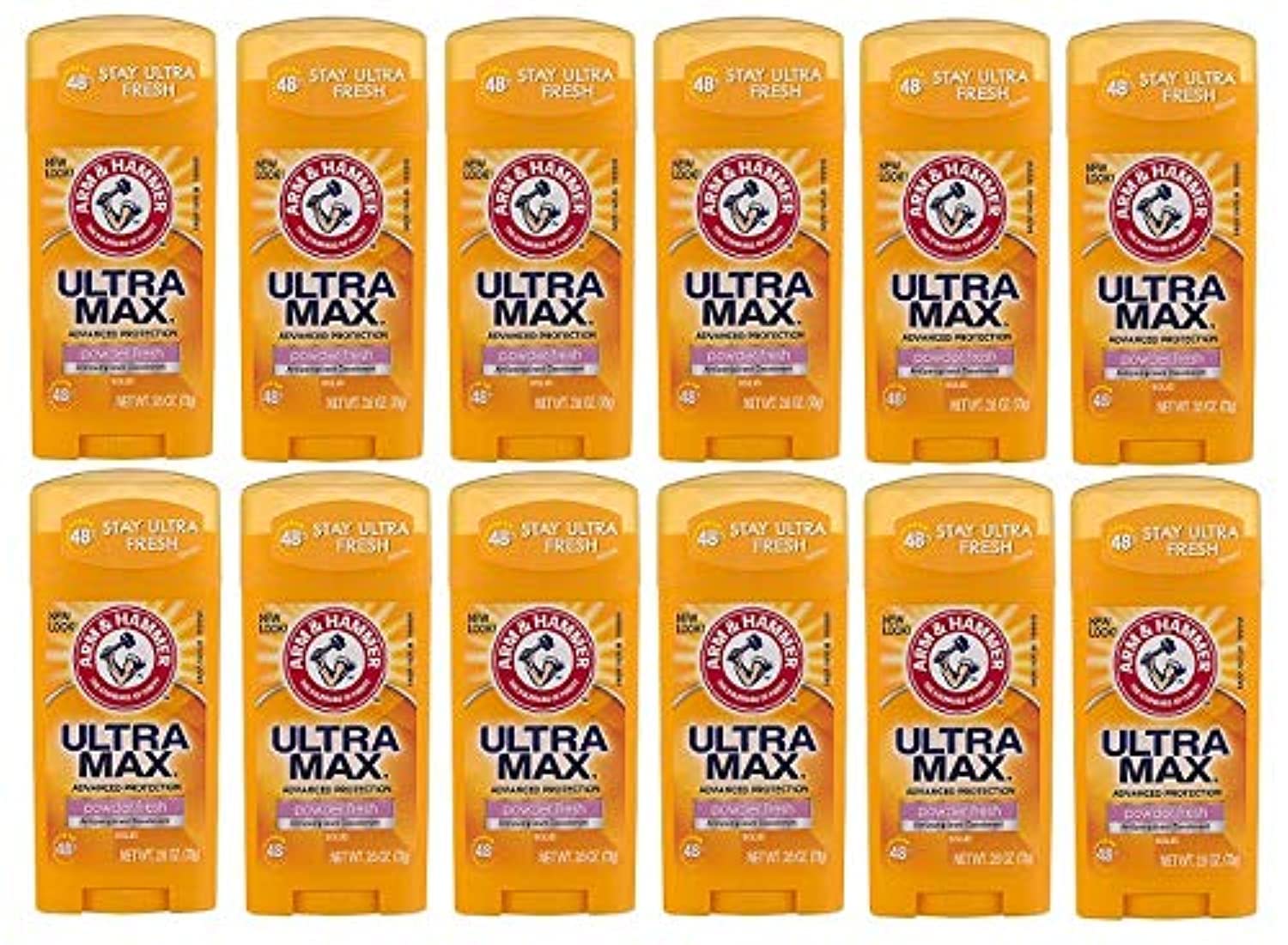 Arm & Hammer Set of 12pc Ultramax Invisible Solid Powder Fresh Antiperspirant & Deodorant Big Size 2.6 oz
