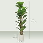 HOMCOM 4FT Artificial Fiddle Leaf Fig Tree Set of 2 with Solid Wood Trunks, Lifelike Fake Tree with 45 Leaves in Pot for Indoor Living Room Office Home Decor, Green