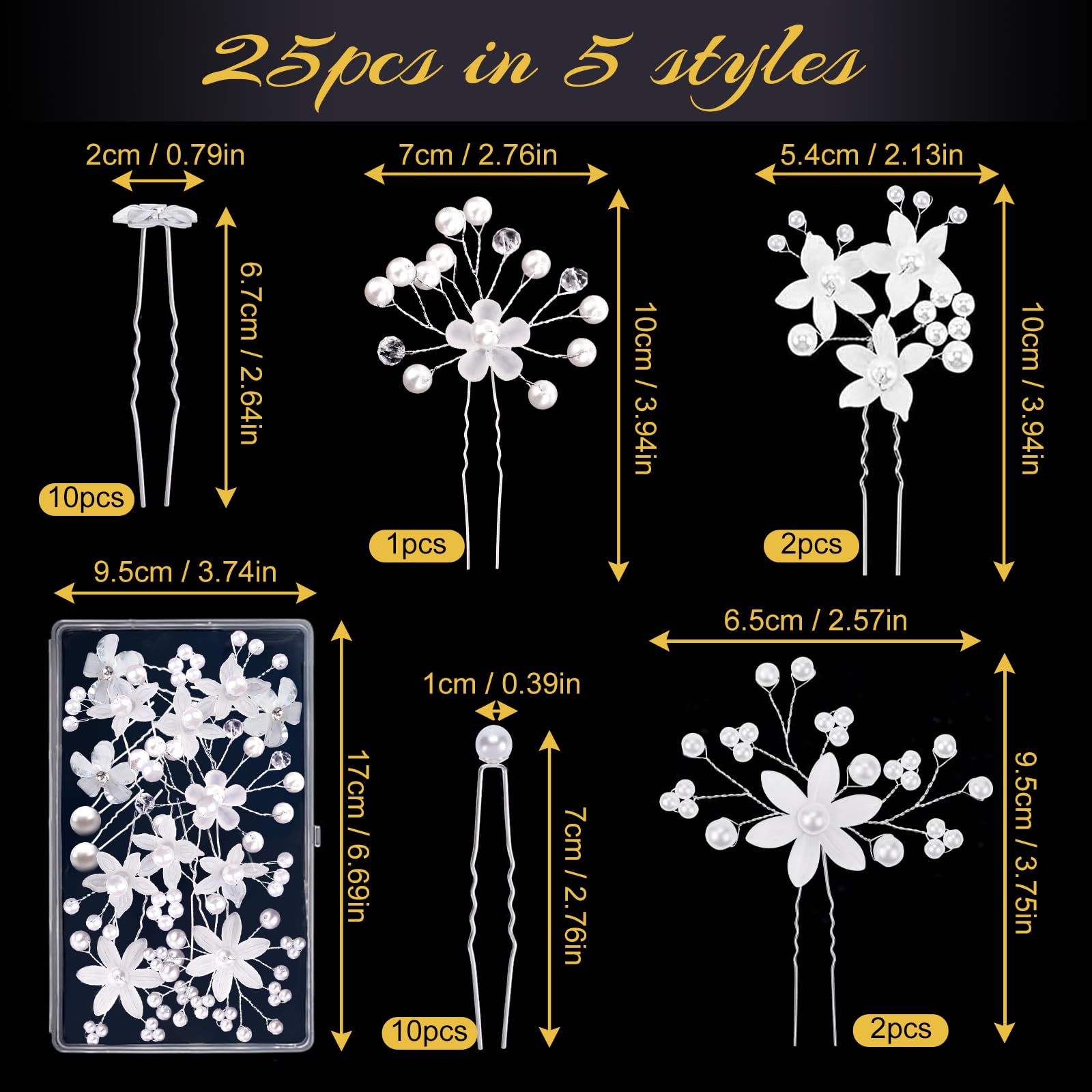Set Accessori Capelli Sposa 11 Pezzi – Fermagli Con Perle E Diadema Fiore, Fatti A Mano, Argentati - 2