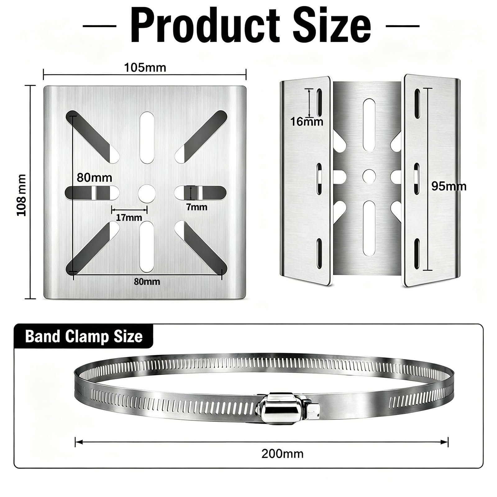 Support de mât caméra 4 pièces extérieur : support tube en acier inoxydable